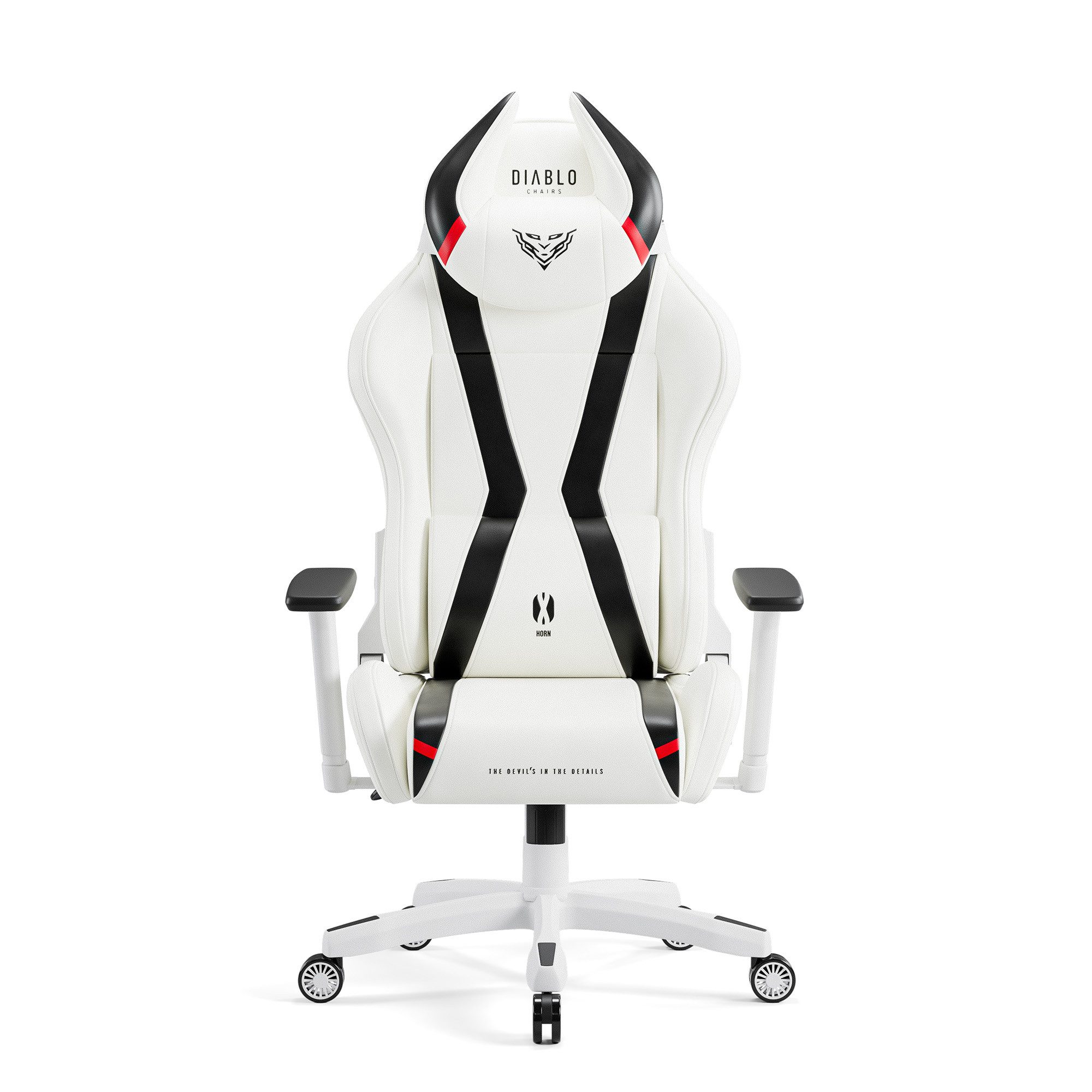 DIABLO CHAIRS Gaming-Stuhl X-Horn 2.0 HDS Kunstleder ergonomisch 3D-Armlehnen Kopfstütze (3D-Armlehnen, Memory-Schaum, HDS Kunstleder, Normal L King XL), Lendenkissen Wippfunktion 160° Metallbasis 2 Größen