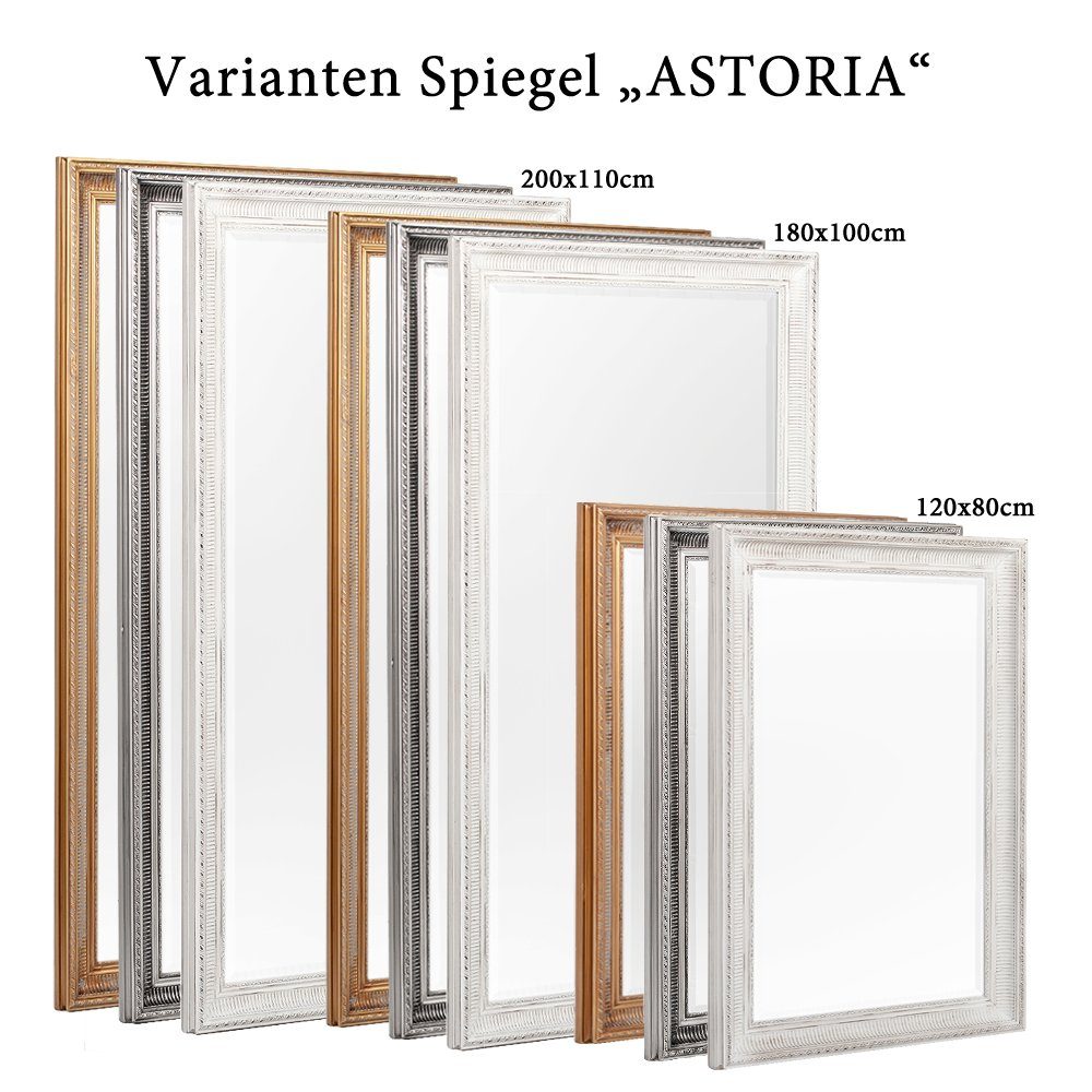 200x110cm Wandspiegel Spiegel LebensWohnArt ASTORIA Vintage-Weiß ca.