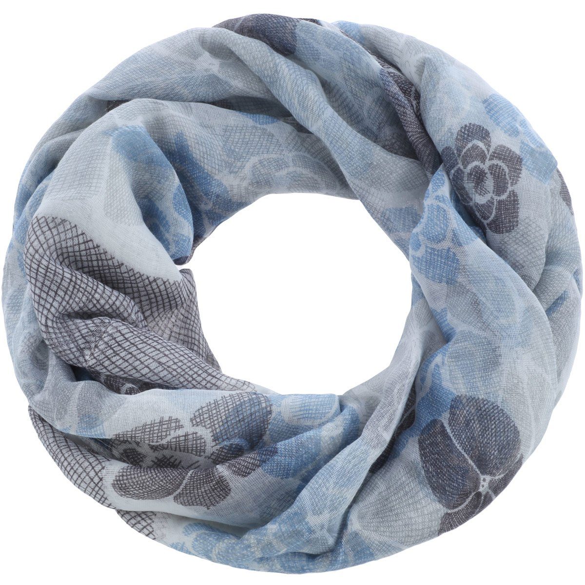 Faera Loop, Damen Schal Blumenmuster Blüten weich und leicht Damen Loop Rundschal