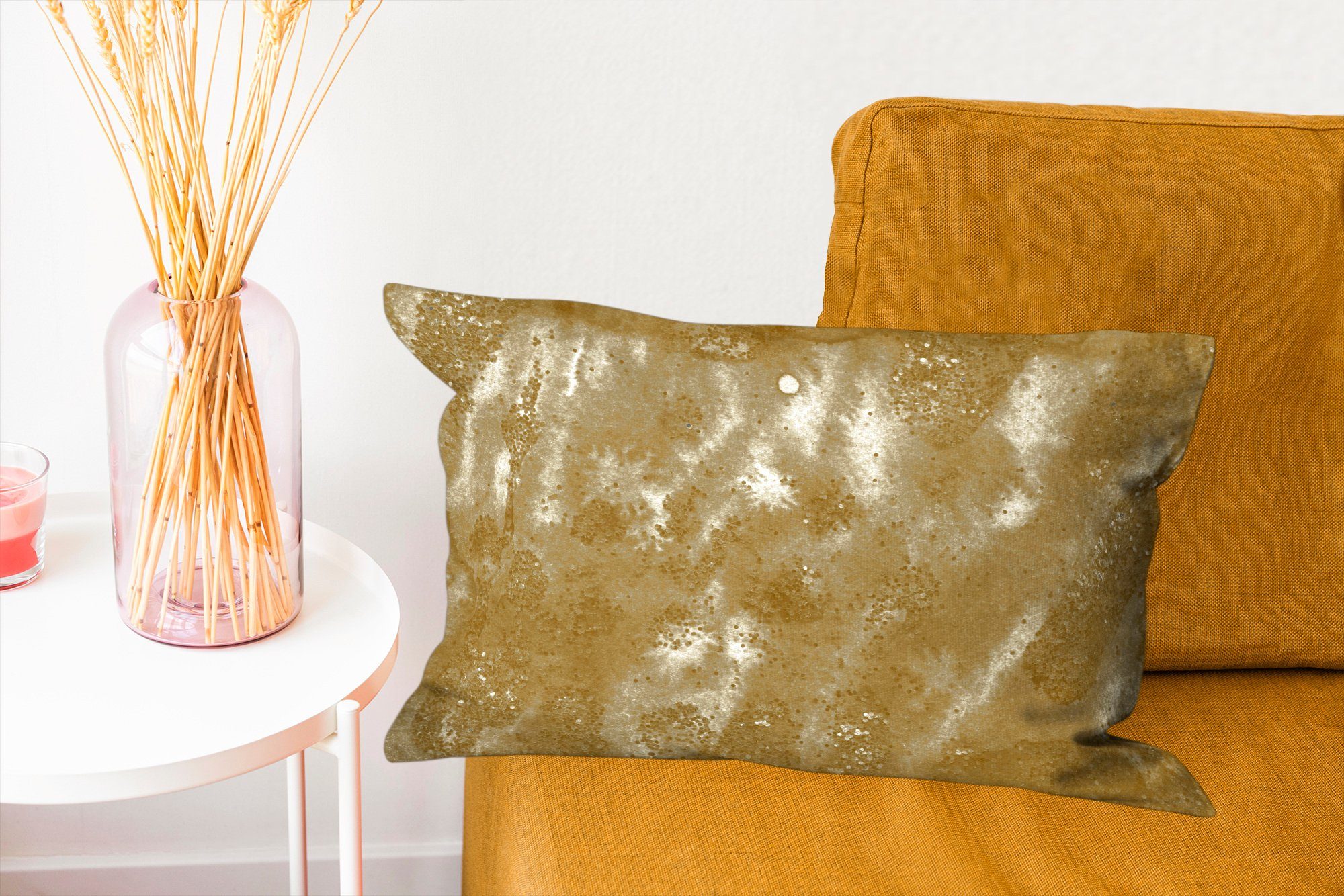 MuchoWow Dekokissen Gold Farbe - - Füllung, Schlafzimmer mit Dekoration, Zierkissen, Dekokissen Luxus, Wohzimmer