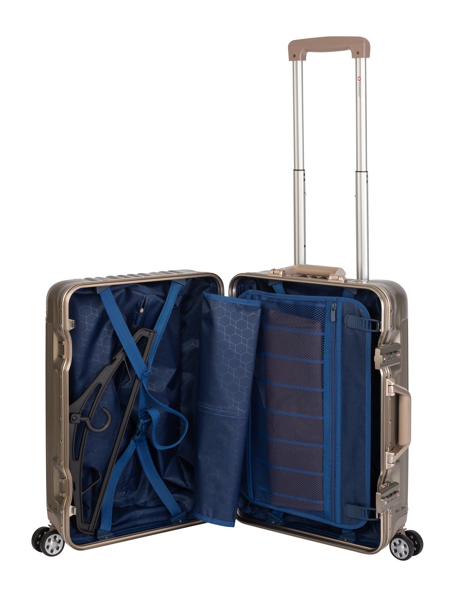 Travelhouse Hartschalen-Trolley London, 4 Rollen, TSA Zahlenschloss Alu-Rahmen Schnappverschluss Polycarbonat-Hartschale