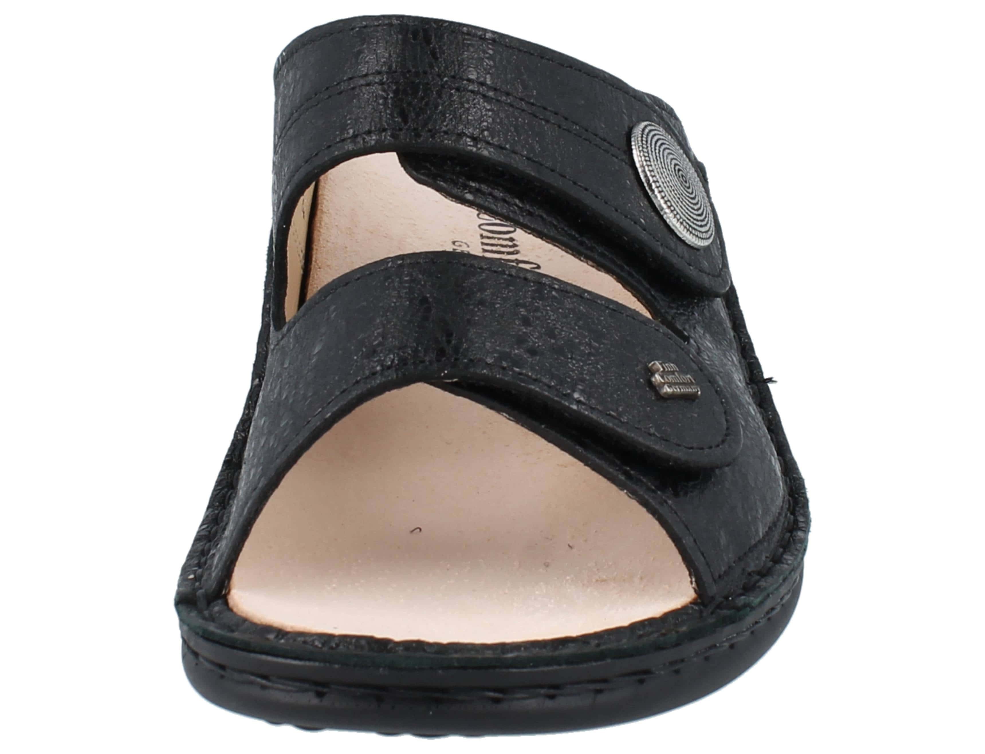 Finn Comfort FINN COMFORT Sansibar Damen Pantolette schwarz black geprägtes Pantolette Wechselfußbett