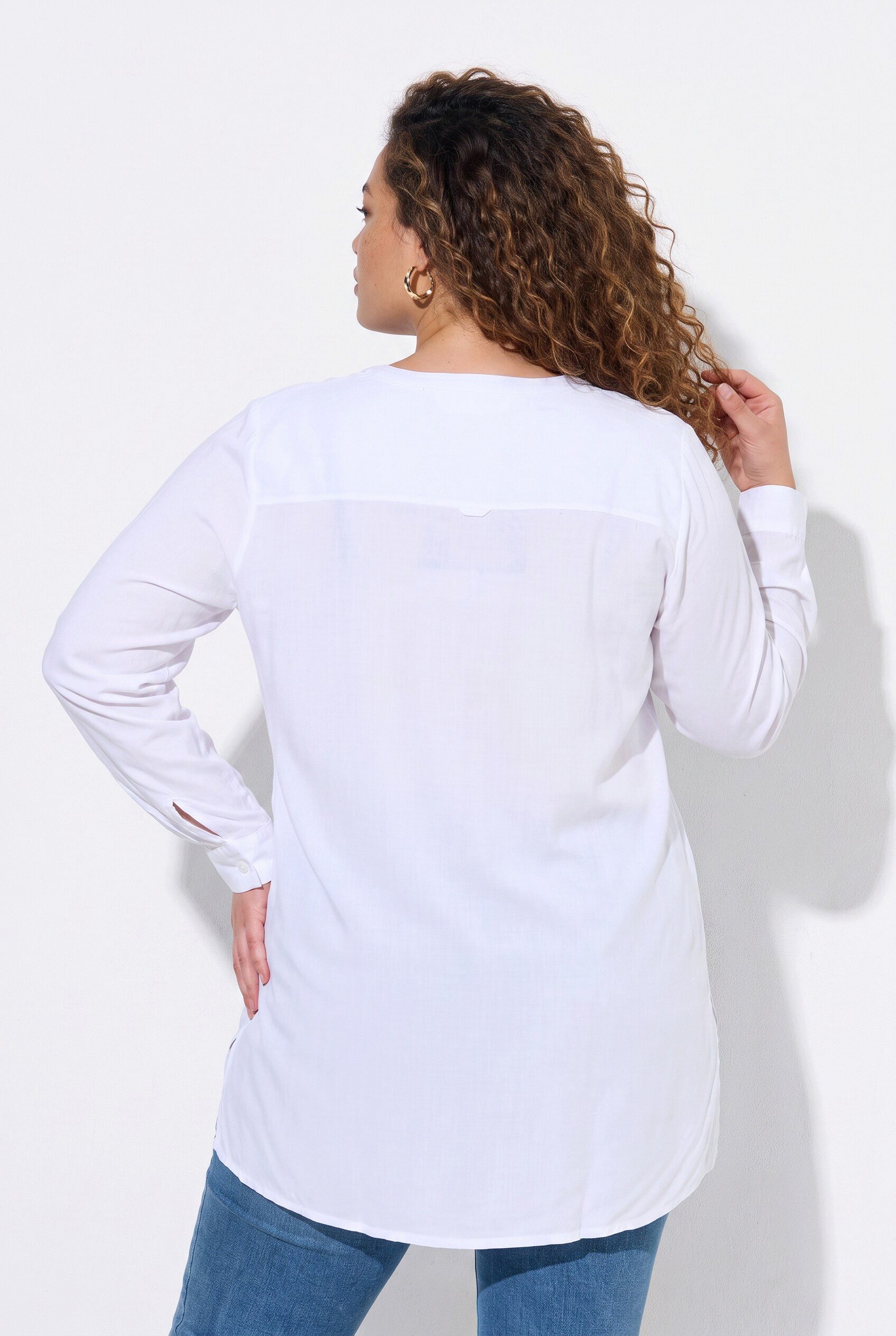 MIAMODA Longbluse Bluse A-Linie Tunika-Ausschnitt Seitenschlitze – Bild 3 von 3