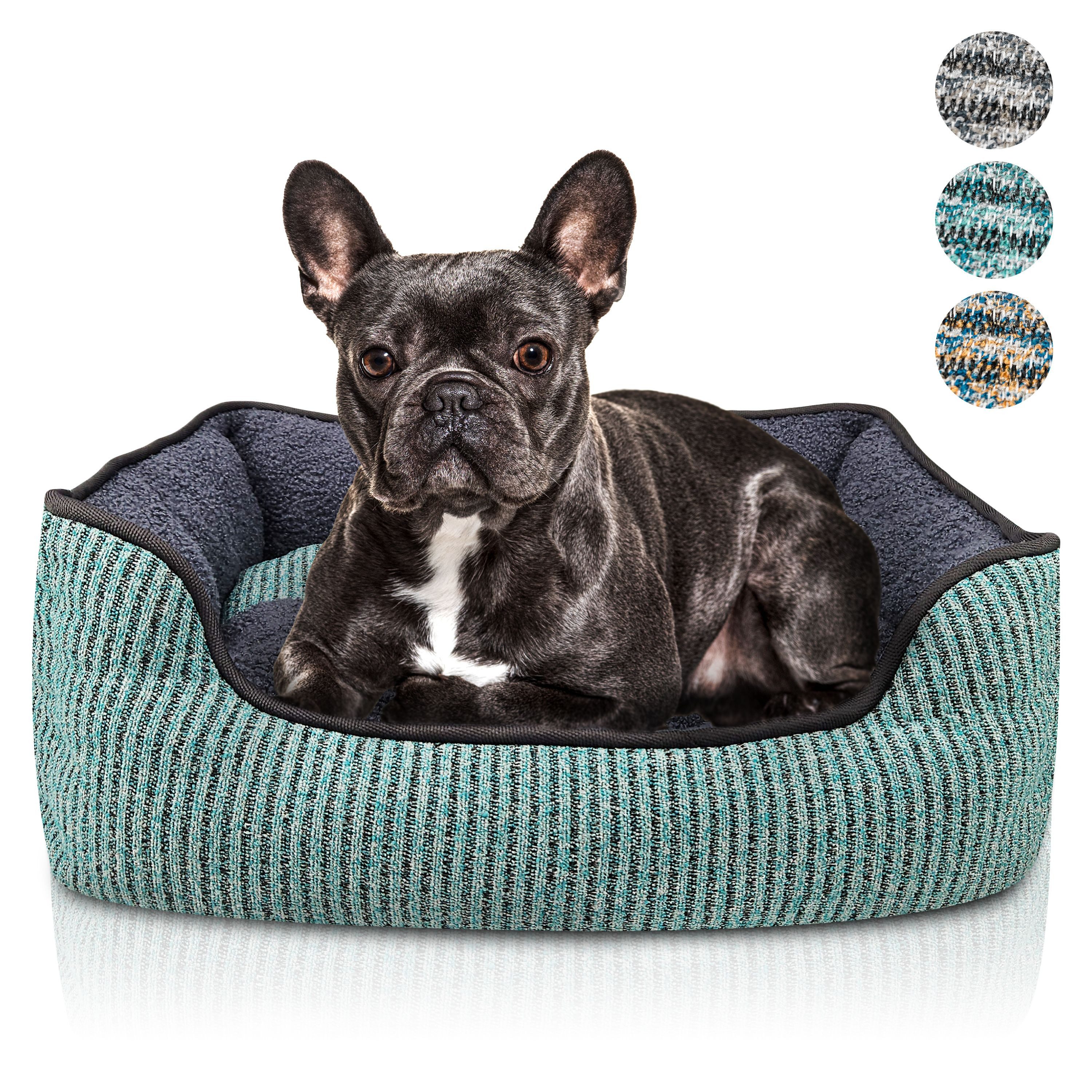 Bluzelle Tierbett Kuscheliges Hundesofa - M, Kunstleinen, Teddy-Fell Plüsch, Hundebett / mittelgroße Hunde / Waschbar / Hundekorb & Tier-Kissen