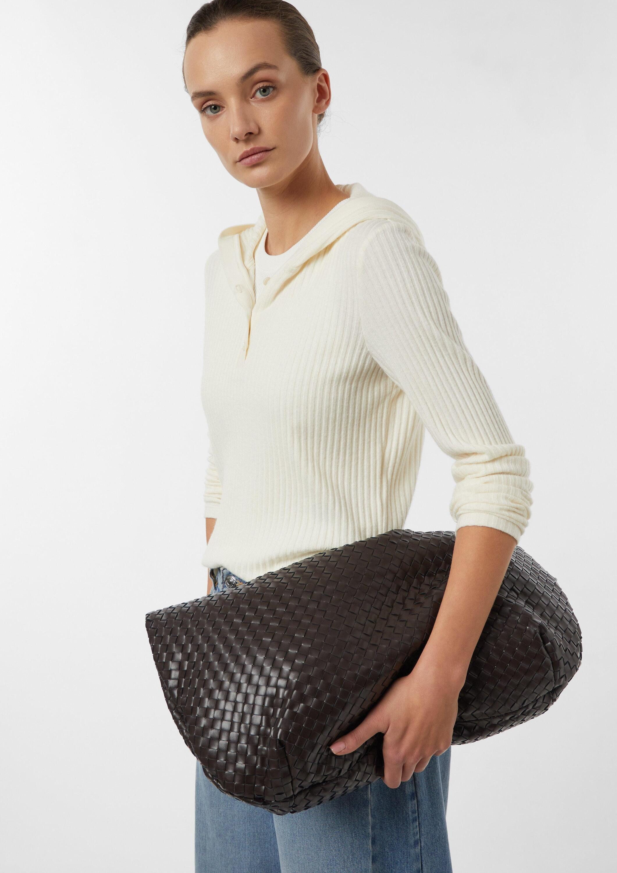 comma Langarmshirt T-Shirt Weiches Rippshirt mit Kapuze