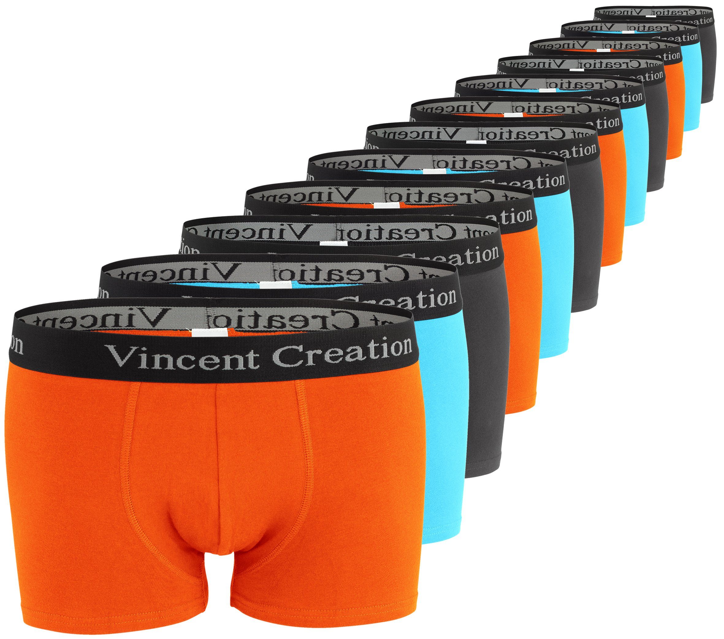 Vincent Creation® Boxershorts (12-St) angenehm stretchiger Baumwollmix orange/türkis/anthrazit