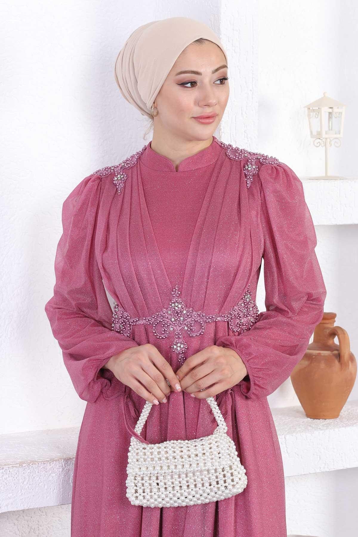 MODAMİHRAM Abendkleid Abendkleid mit Perlen und Glitzer günstig online kaufen