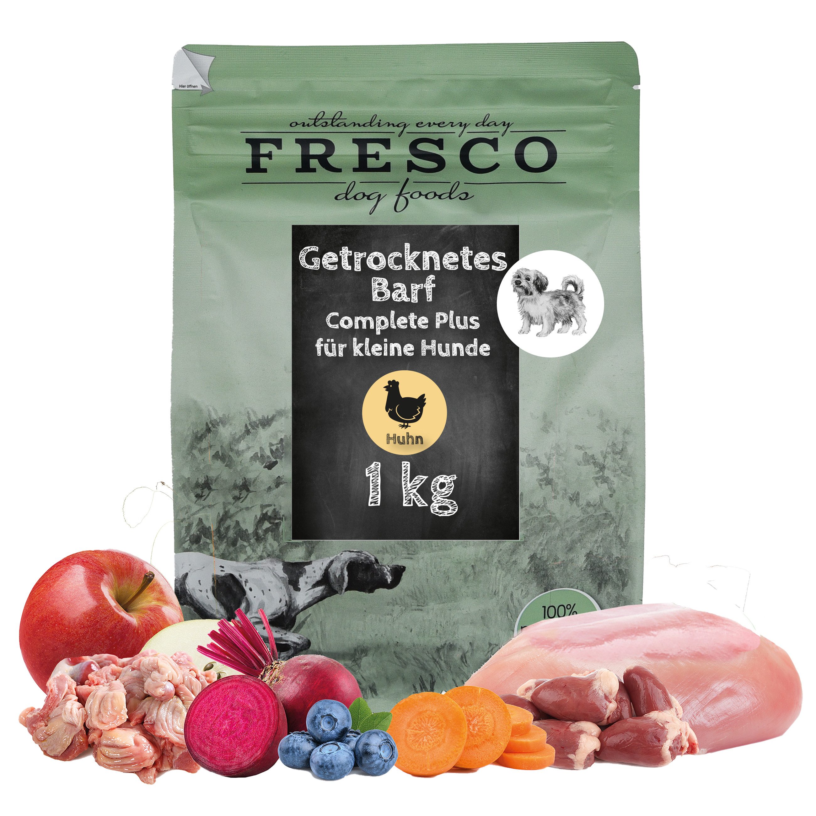 Fresco Dog TrockenBarf Huhn, für kleine Hunde, 1kg / 2,5kg, Hundefutter Trocken, Trockenfutter für: Hunde, Getreidefrei, zuckerfrei, hoher Fleischanteil