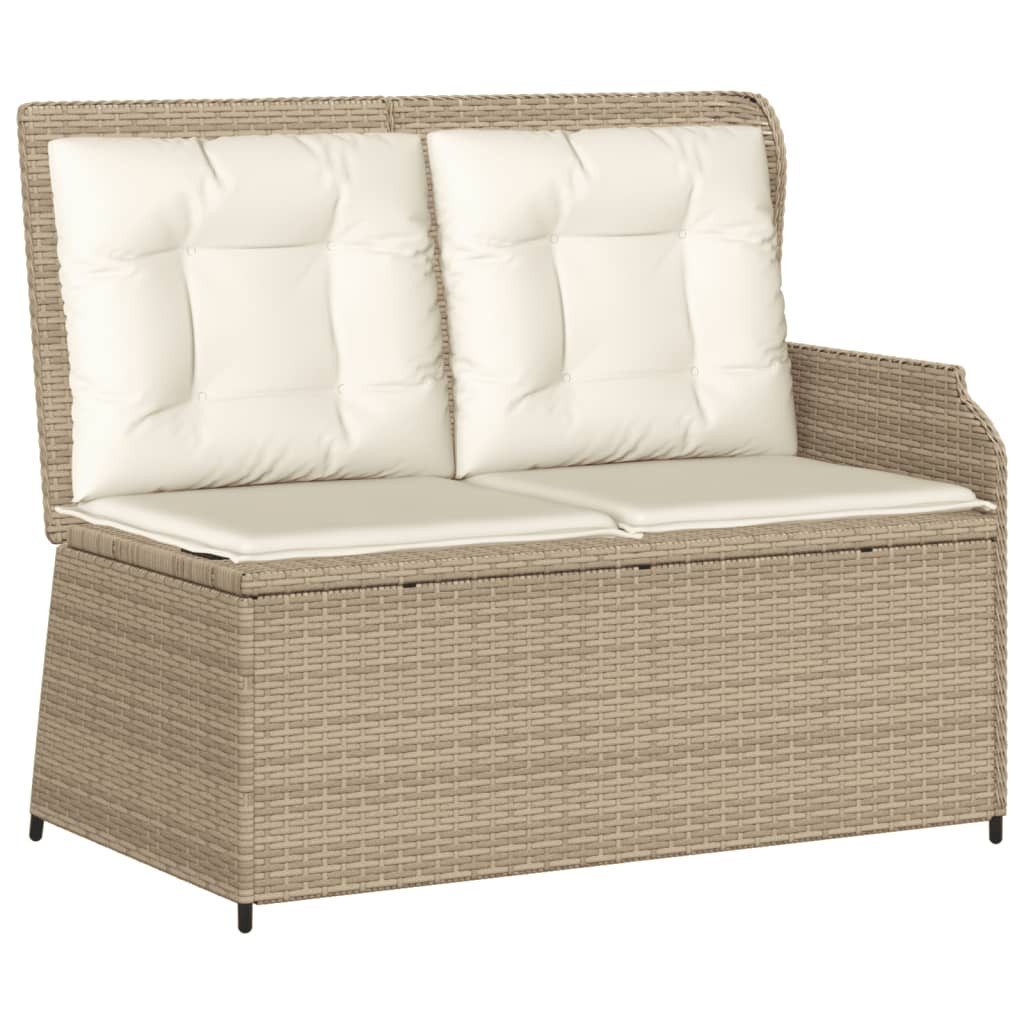 vidaXL Loungesofa Gartenbank Verstellbar mit Kissen Beige Poly Rattan, 1 Teile