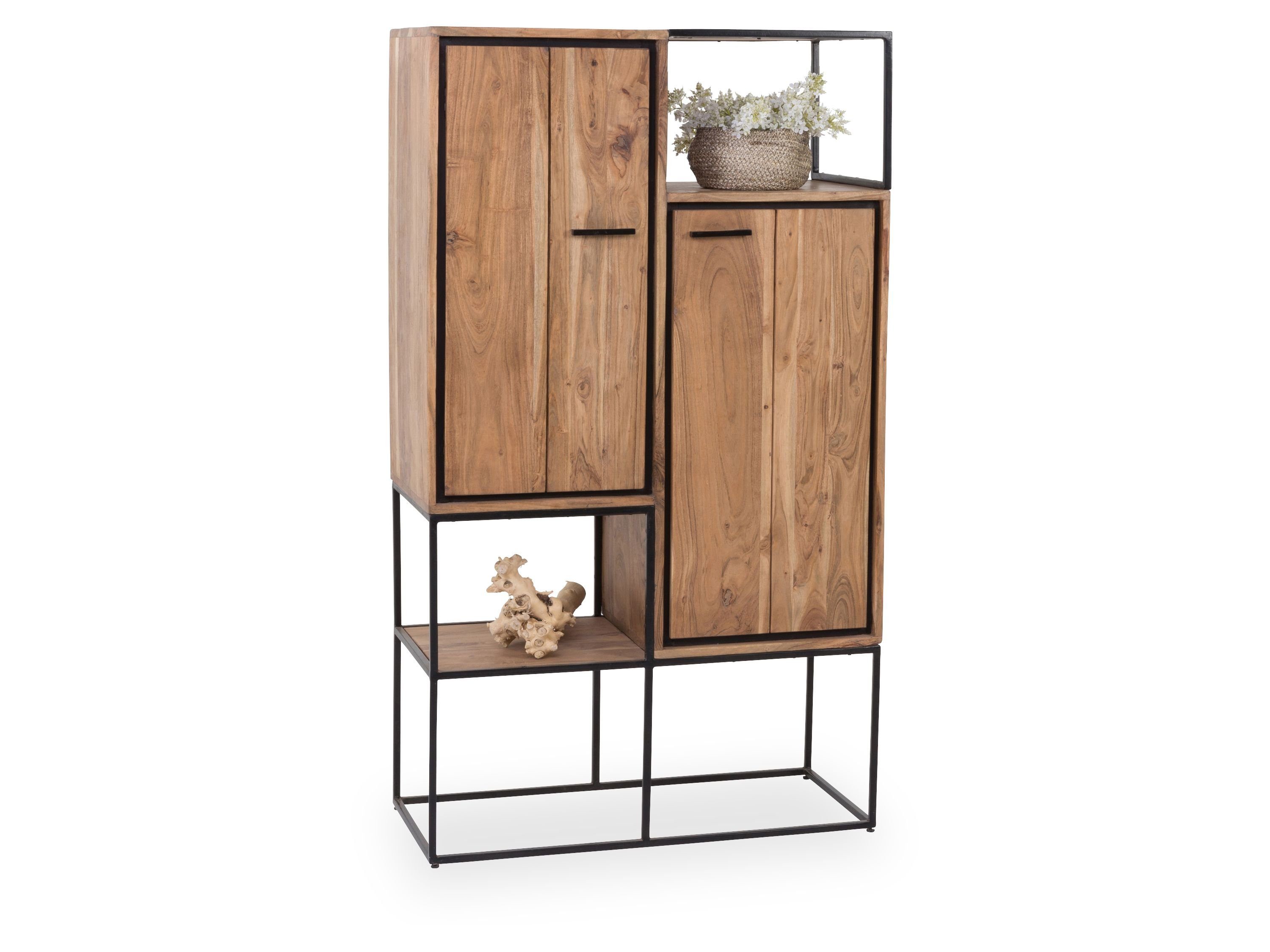 SANSIBAR LIVING Hochkommode Schrank SANSIBAR NORDERNEY BHT 90x155x40 cm braun