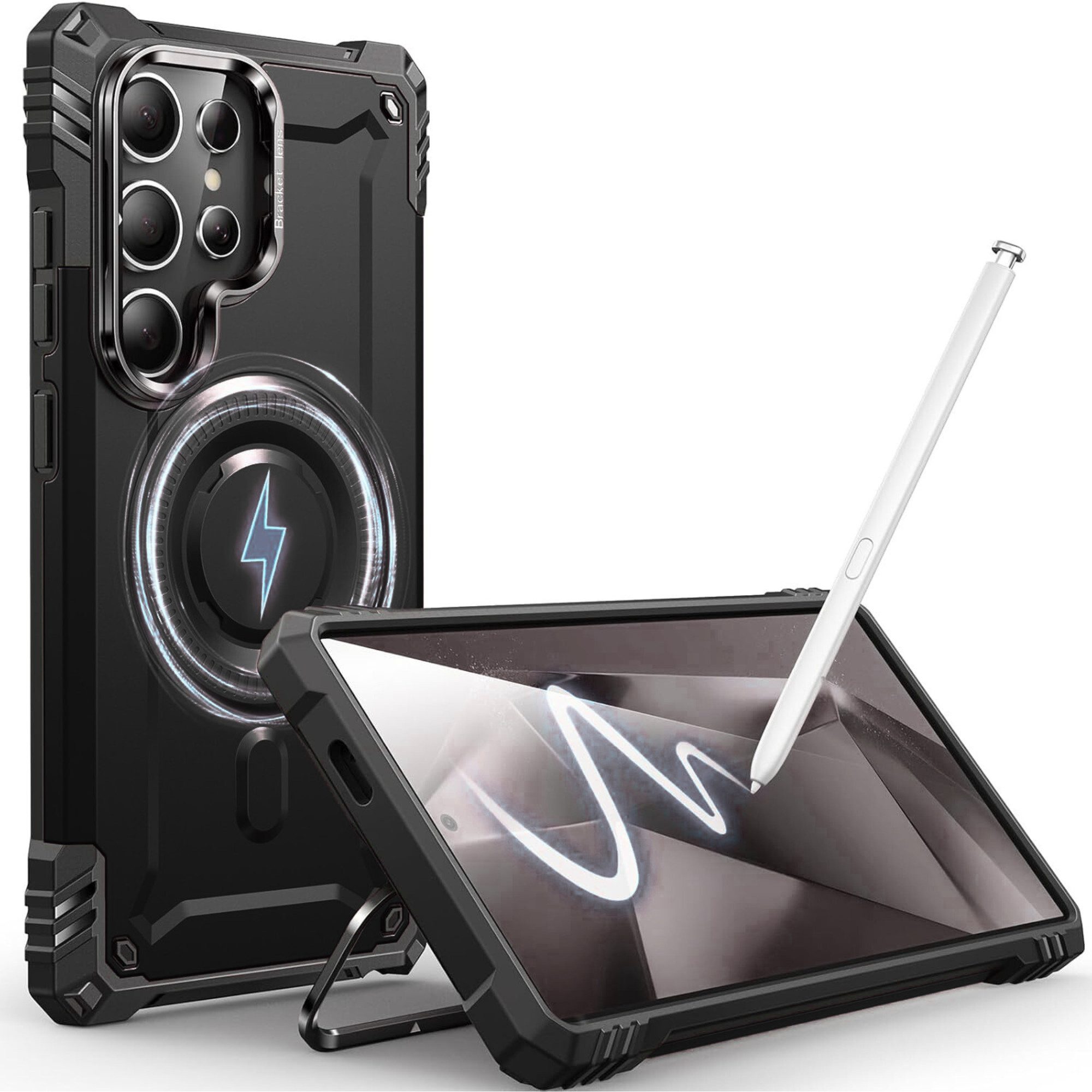 Vivitar Handyhülle Samsung Galaxy S24 Ultra Hülle (6,8 Zoll) mit integriertem 0–120, Kameraständer, MagSafe-kompatibler Magnetring, robuste Schutzhülle