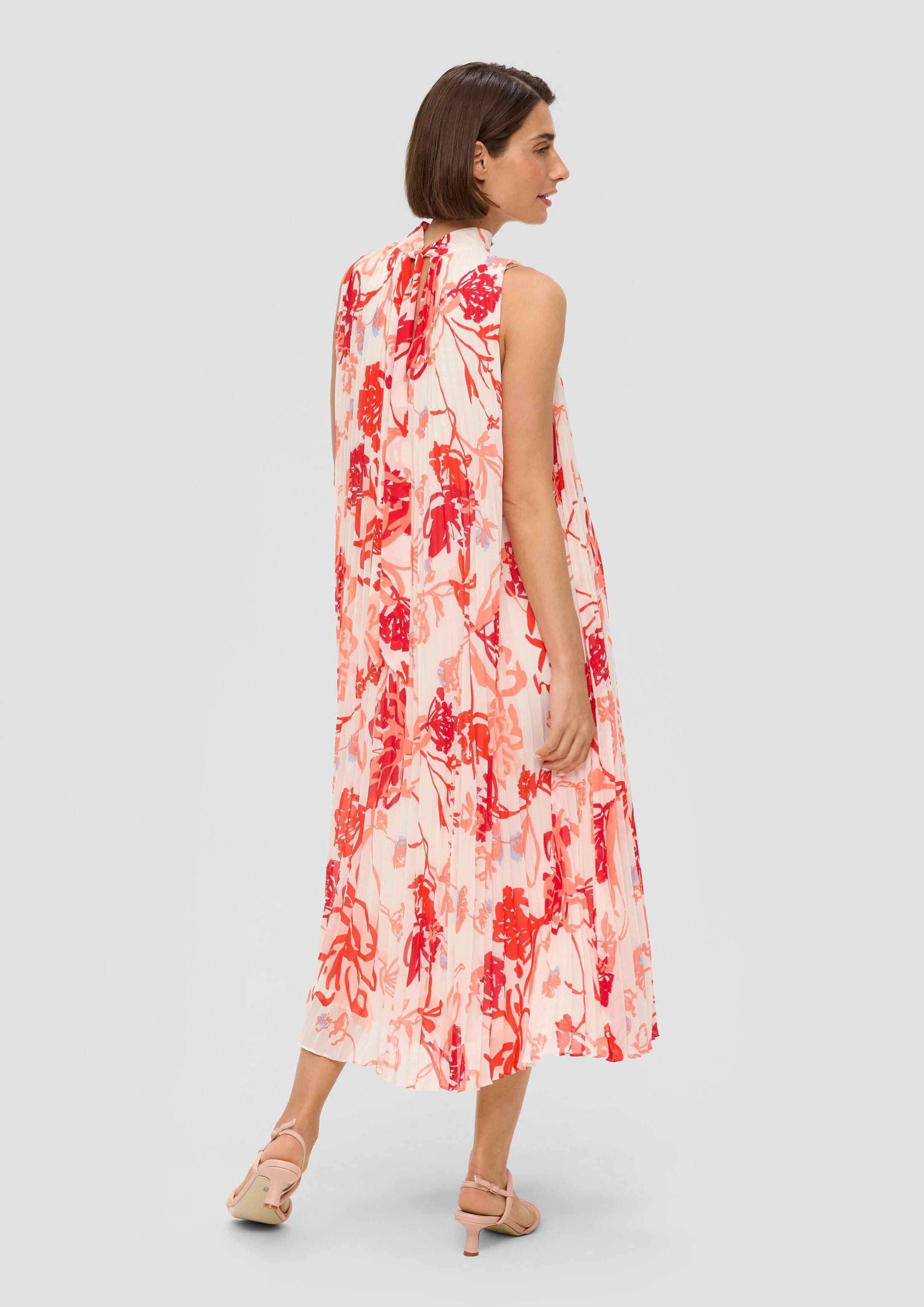 s.Oliver Midikleid Kleid Plissiertes Chiffonkleid