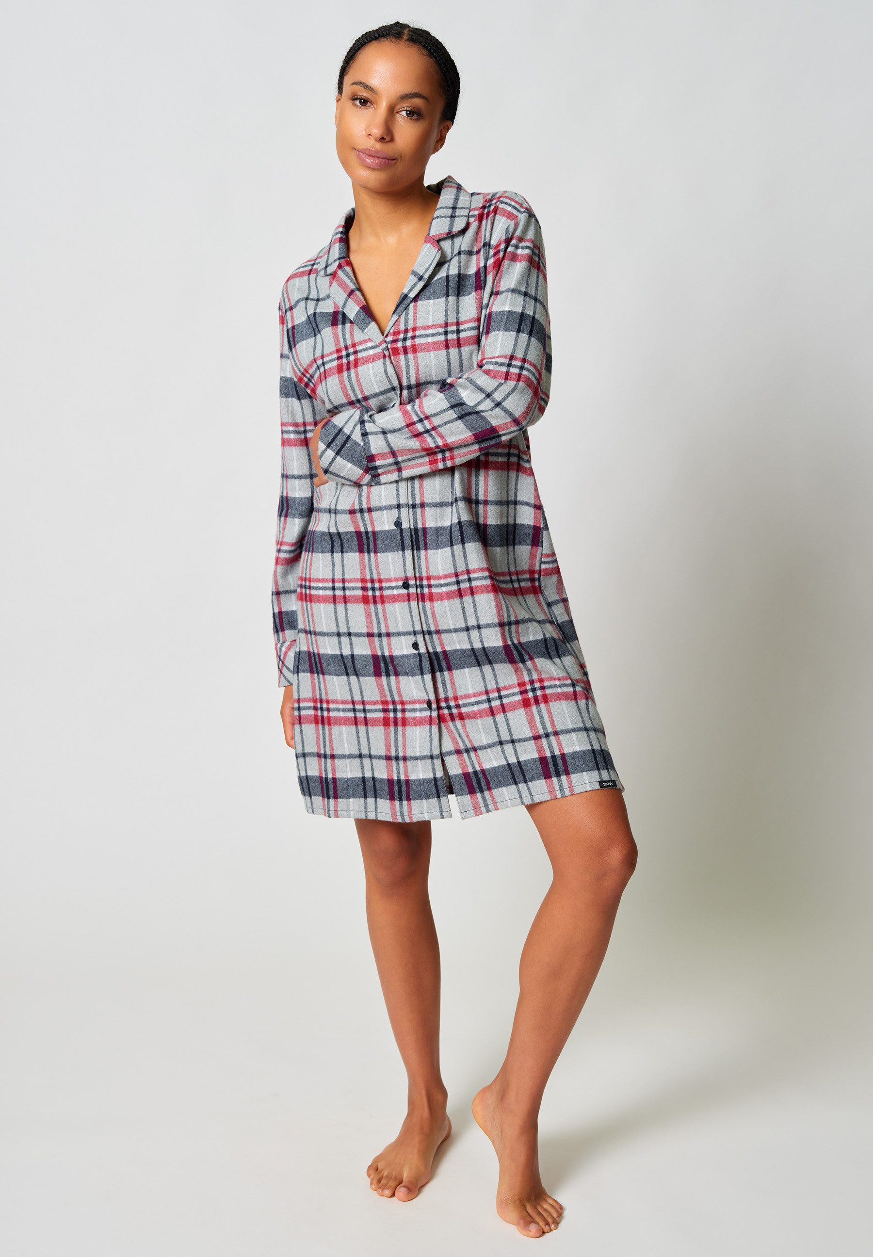 Skiny Sleepshirt Night In Skiny Flanell kuschelig, wärmend, Langarm, Cotton
