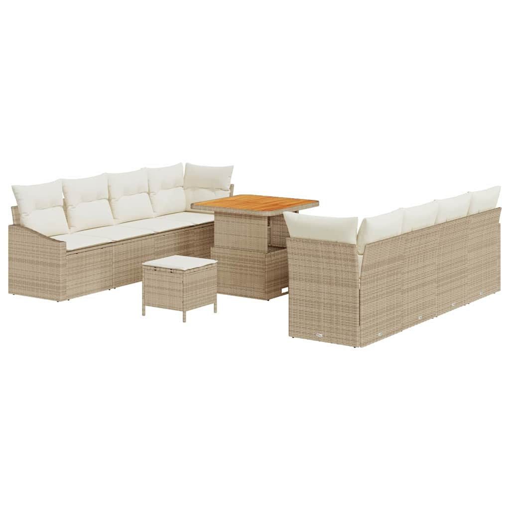 Gartenlounge-Set Gartensofa-set mit Kissen 11 pcs Beige Poly-Rattan