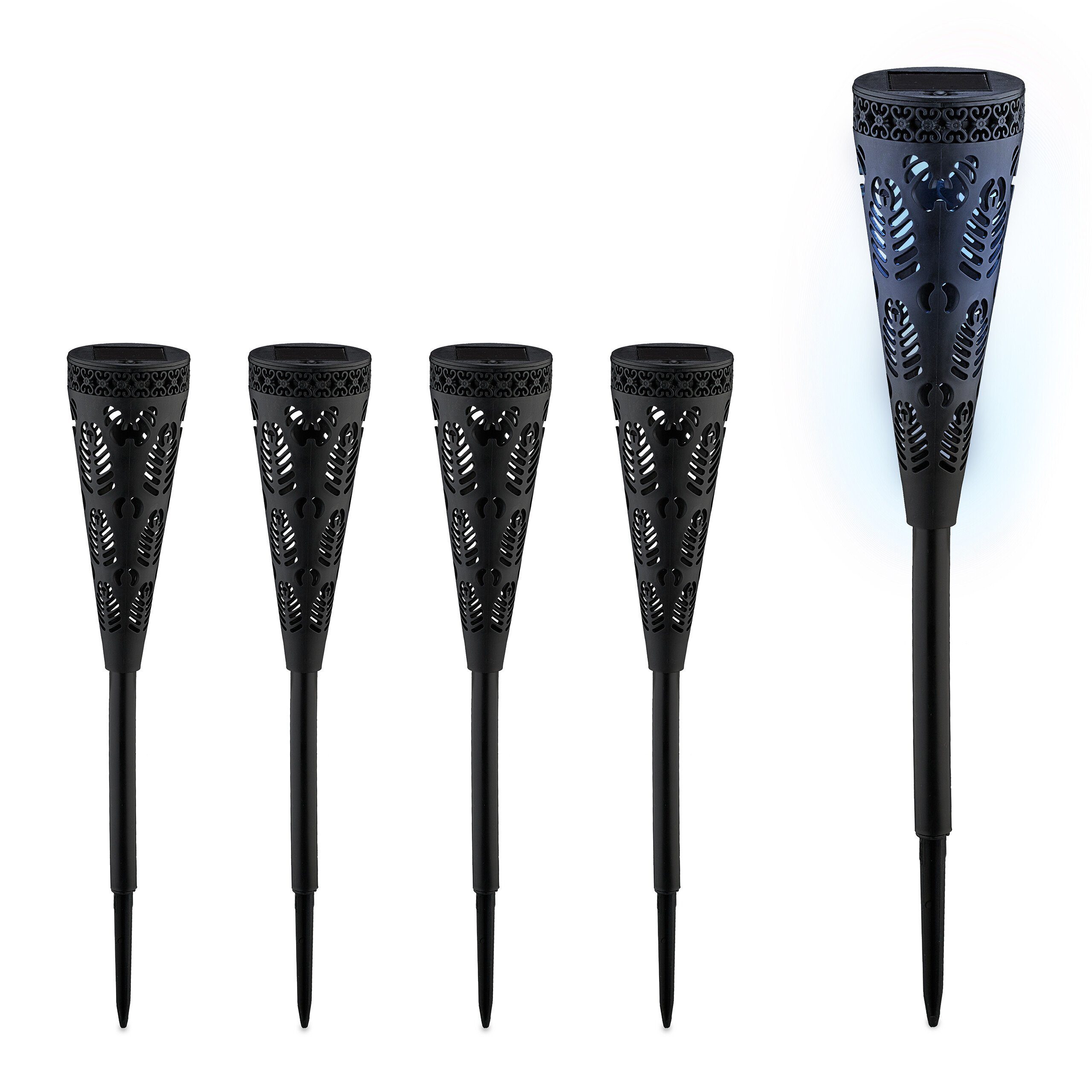 relaxdays LED Solarleuchte Solarlampen-Set mit Lichteffekt, günstig online kaufen