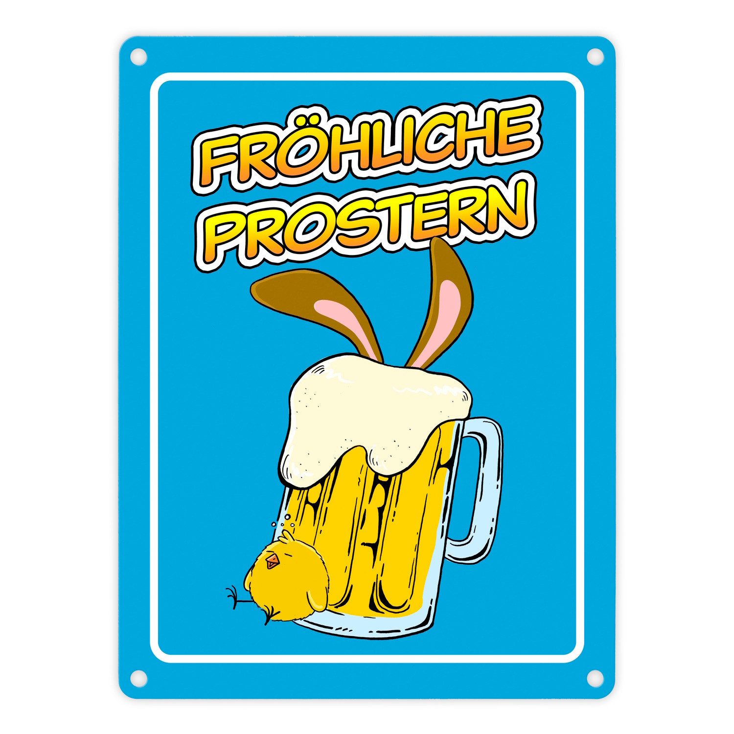 Metallschild Fröhliche Prostern Metallschild in 15x20 cm mit Bierkrug