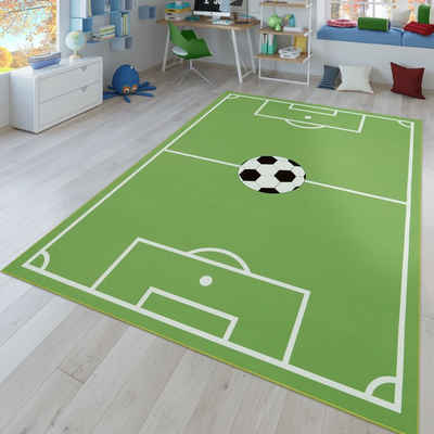Kinderteppich Kinderteppich Spielteppich Für Kinderzimmer Mit Fußball-Design Grün, TT Home, Läufer, Höhe: 4 mm