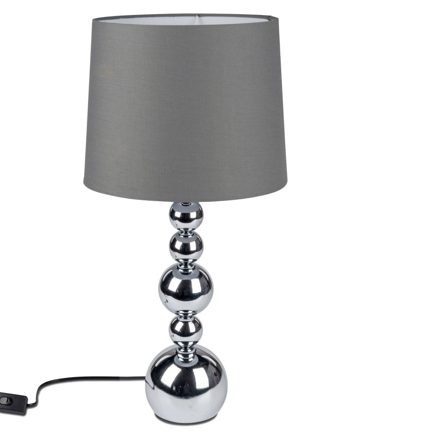 formano Tischleuchte Kugeln, E27, Stoffschirm, Silber, Kugeln, H: 57cm