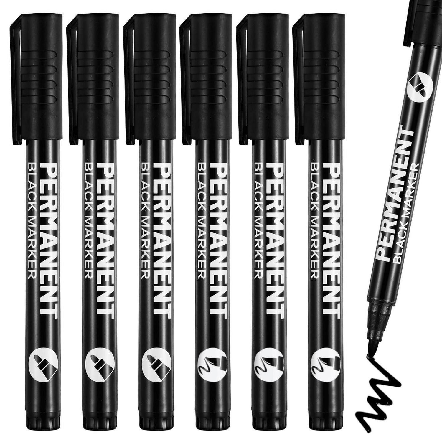 LuxusKollektion Permanentmarker 6er Set Permanent Marker Schwarz 2-5mm