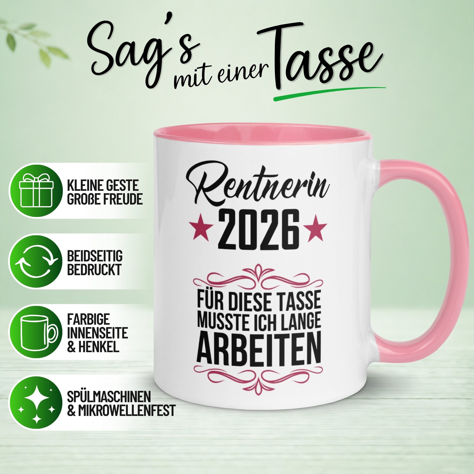 Momentals Tasse Rentnerin 2026 – „Für die musste ich lange arbeiten“ – Rente Frau, Gratis Versand · Links-&Rechtshänder · Spülmaschinenfest