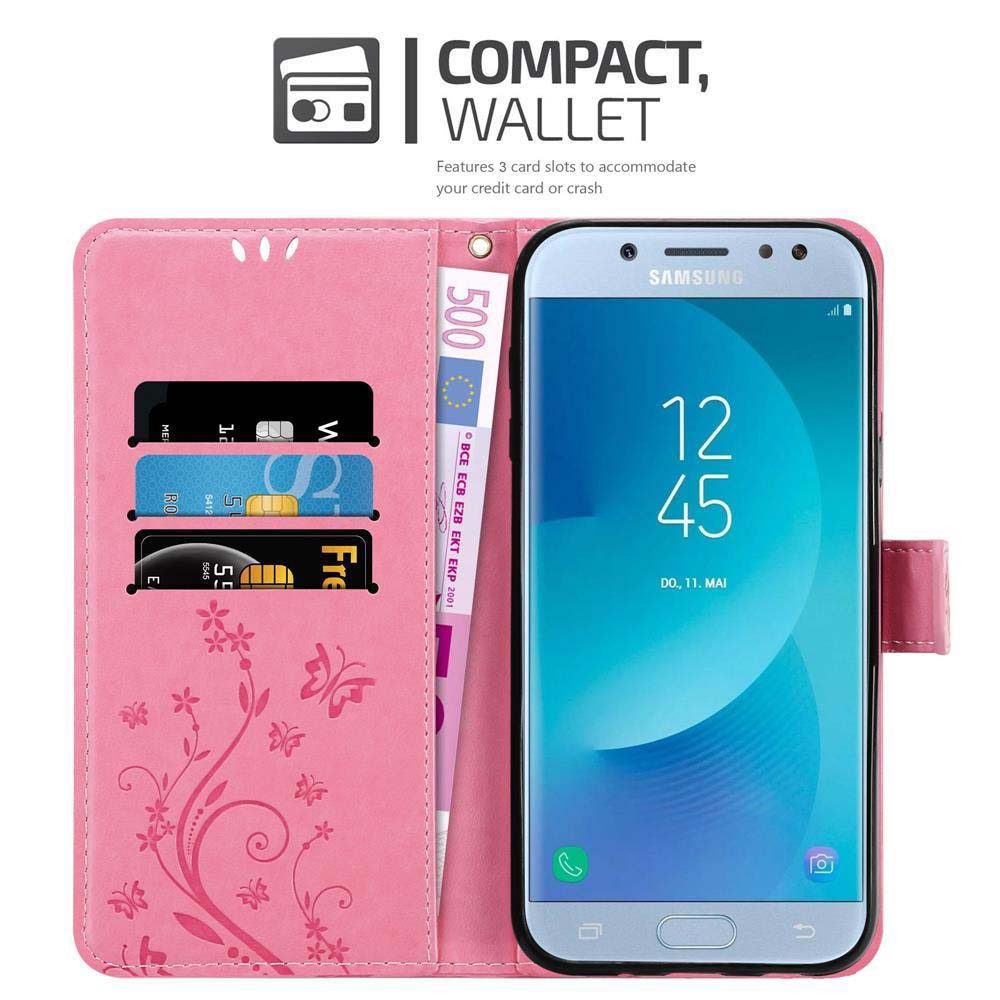 Cadorabo Handyhülle für Samsung Galaxy J5 2017 Hülle Samsung Galaxy J5 2017, Hülle Schutzhülle Blumen Flower mit Standfunktion Kartenfach Magnet