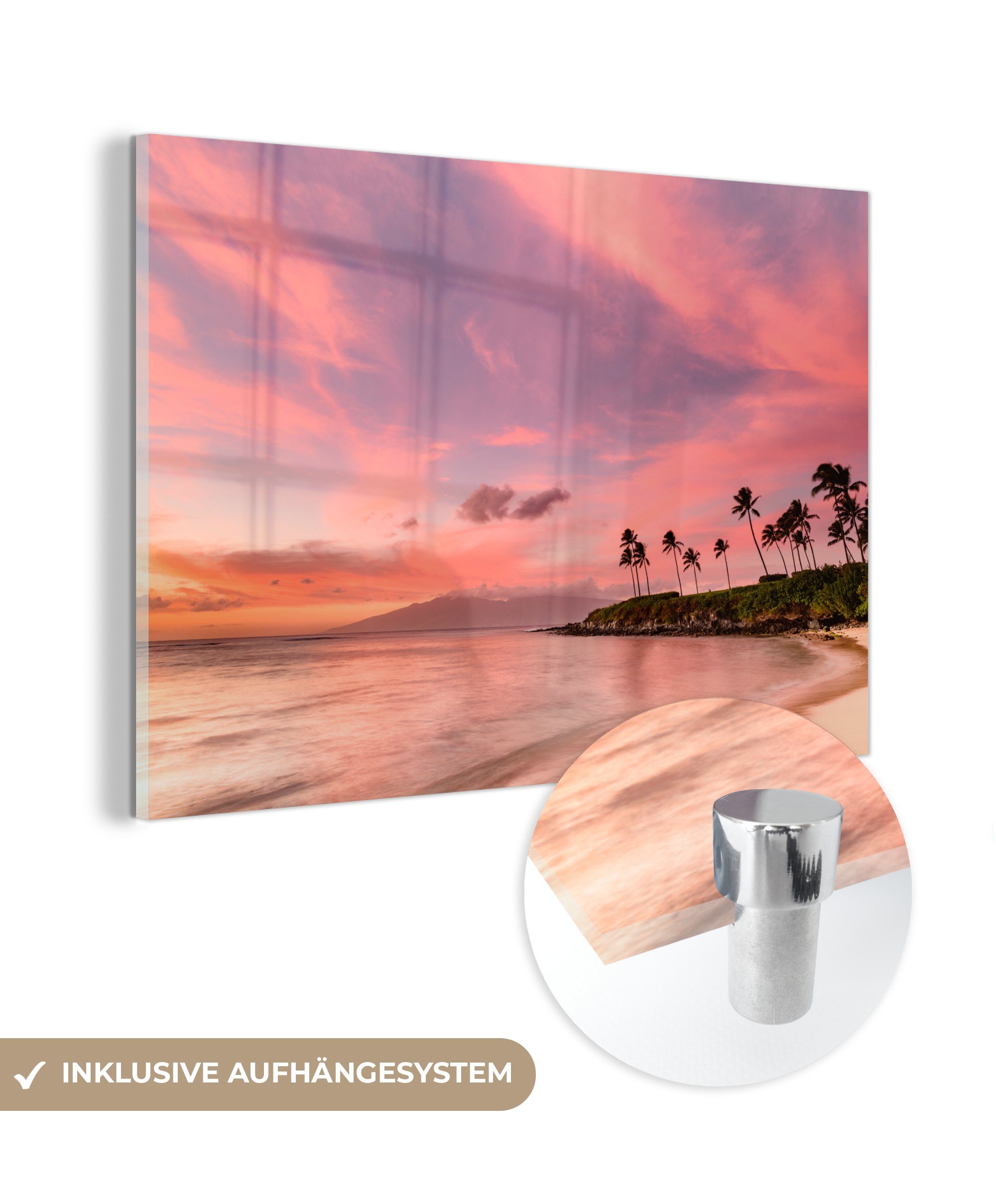 MuchoWow Acrylglasbild Sonnenuntergang über der Kapulua-Bucht in Maui, (1 St), Acrylglasbilder Wohnzimmer & Schlafzimmer