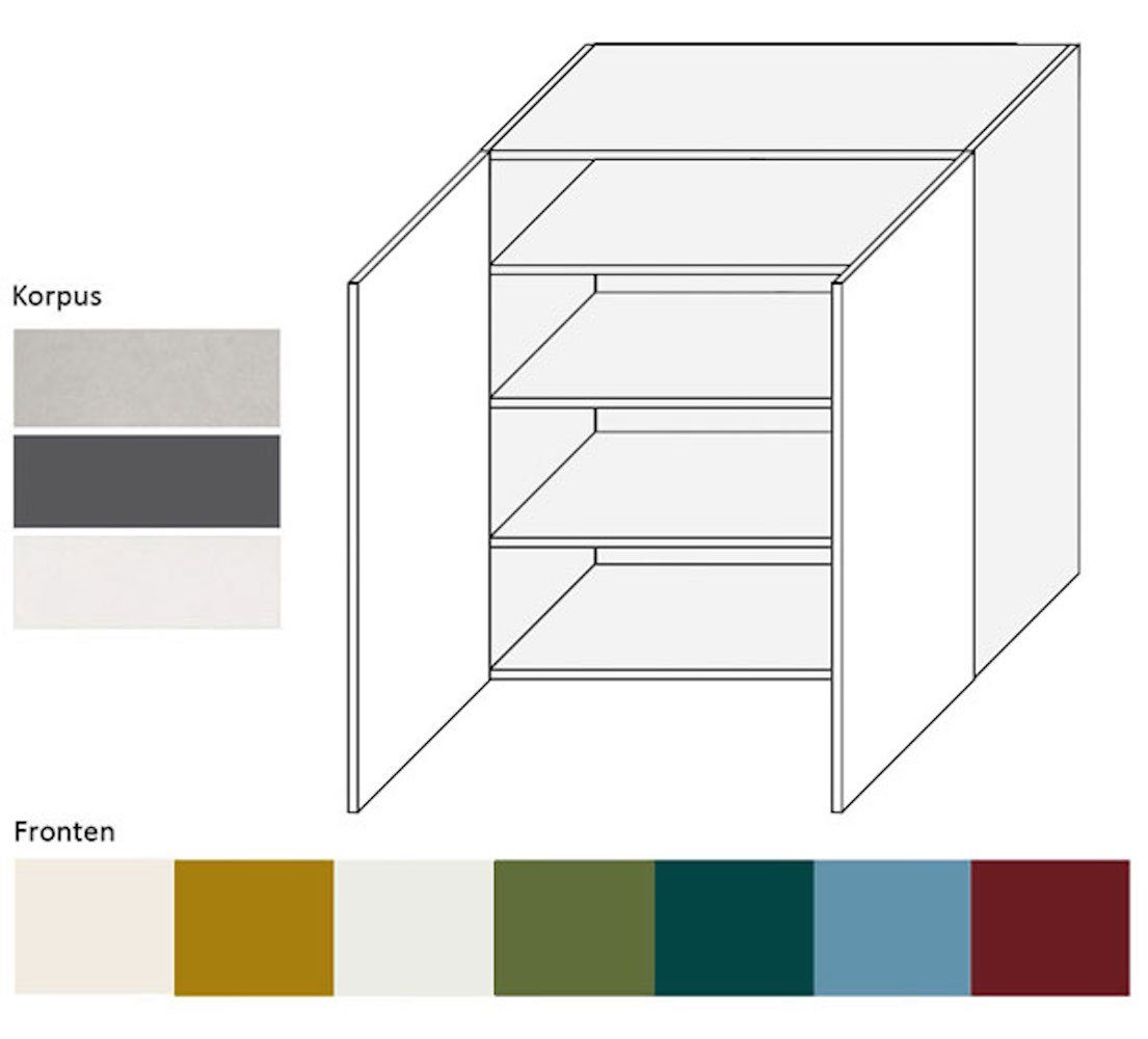 2-türig pastellblau Klapphängeschrank RAL und (Rimini) 5024 Feldmann-Wohnen Front- matt wählbar 90cm Korpusfarbe Rimini