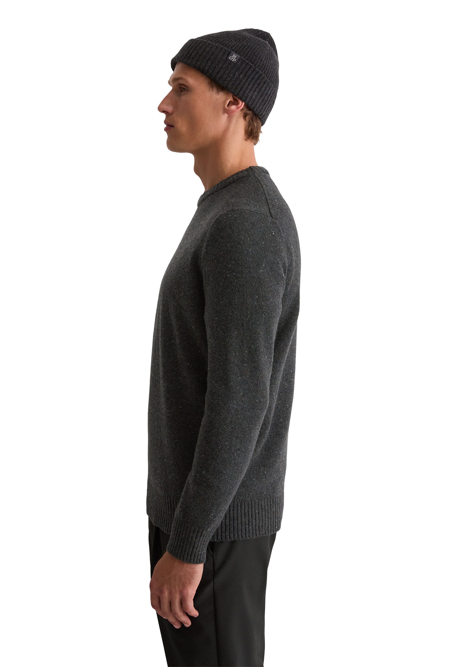 Marc O'Polo Rundhalspullover aus gesprenkeltem Tweedgarn günstig online kaufen