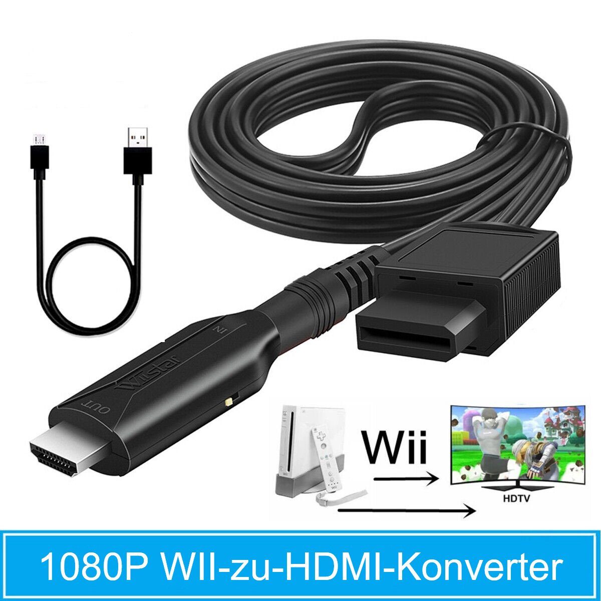 yozhiqu Wii zu HDMI Adapter Konverter, Display Konvertierung, Upgrade HD  1080P Konverterkabel, Verlustfreie Übertragung, Plug&Play, für PC HDTV  Display Konvertierung