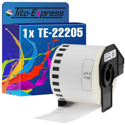 Tito-Express PlatinumSerie Beschriftungsband ersetzt Brother P-Touch DK-22205 Endlos Etiketten 62mm x 30,48m