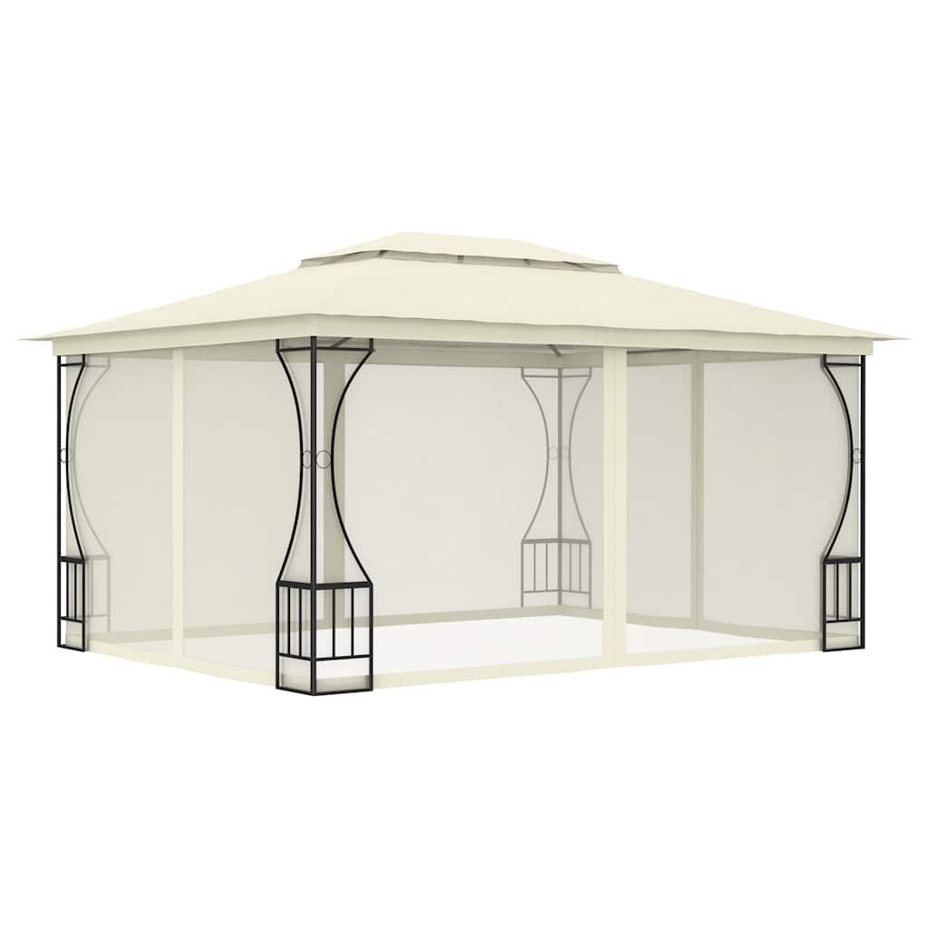 vidaXL Partyzelt Pavillon mit Netz 300x400x265 cm Creme