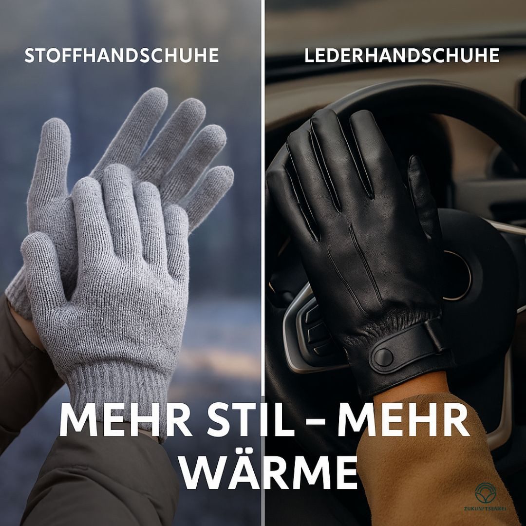 ZUKUNFTSENKEL Lederhandschuhe Handschuhe Echtleder Herren (bequem & warm) Knopfverschluss Winterhandschuhe, dünnes Fellfutter – Bild 4 von 5