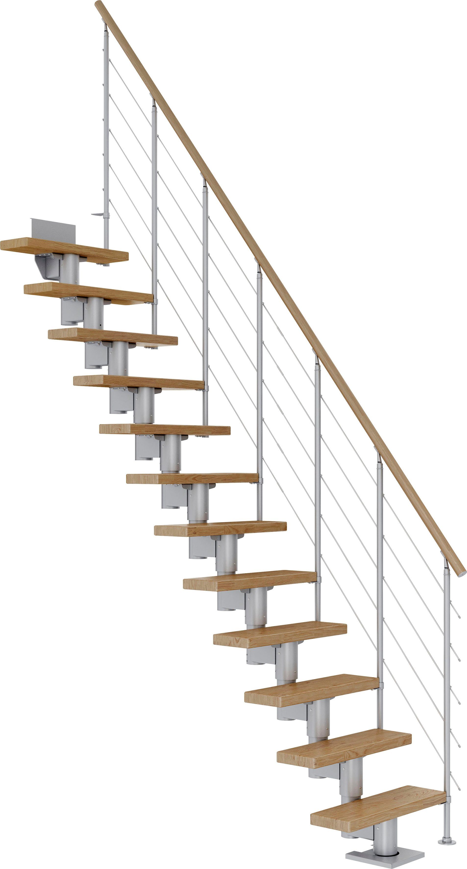 Dolle Mittelholmtreppe Dublin, für Geschosshöhen bis 315 cm, Stufen offen, Eiche/Metall