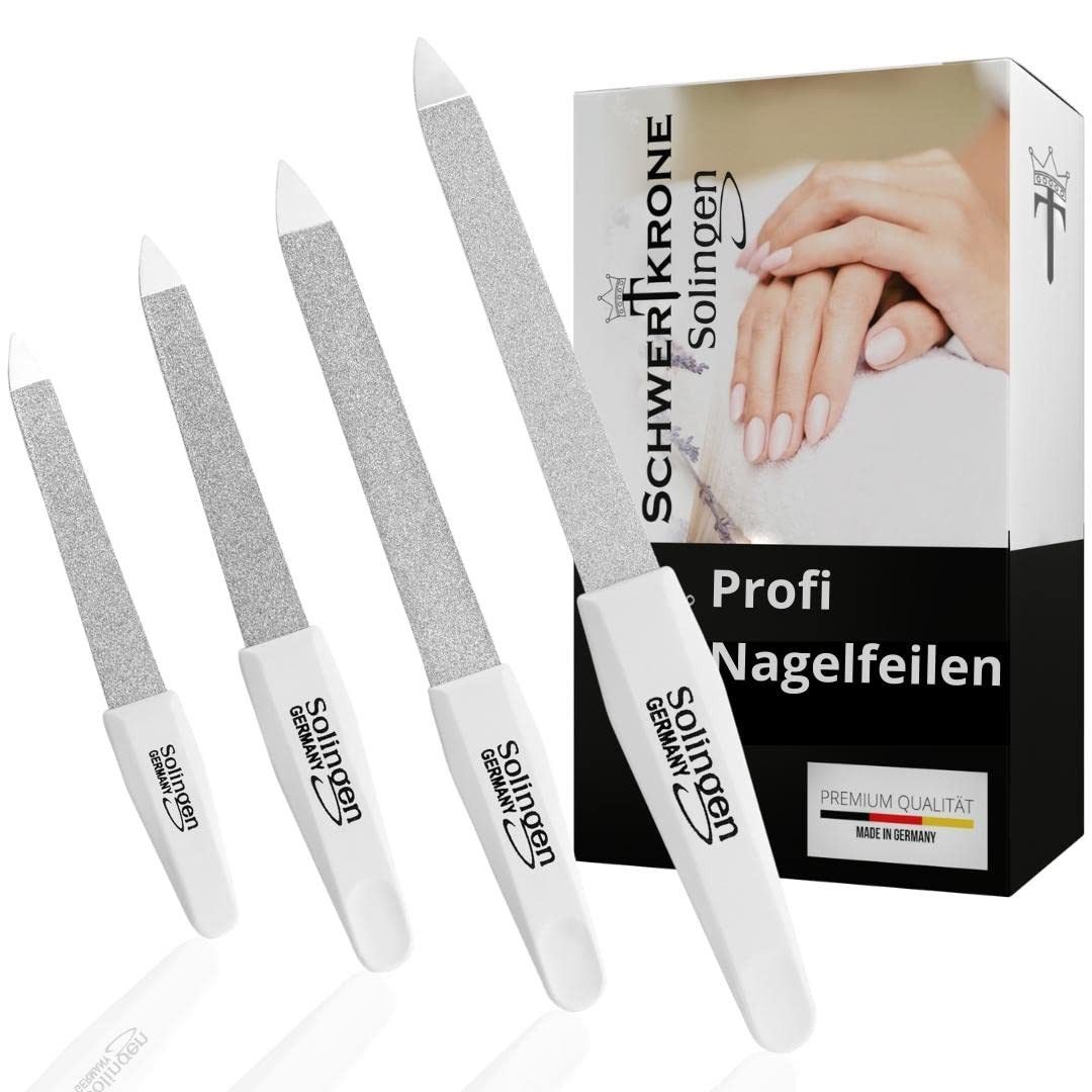 Schwertkrone Saphir-Nagelfeile Hochwertige Nagelfeile Solingen Set 4-teilig Maniküre und Pediküre, 1-tlg., Saphirnagelfeile Fein Grob in 4 Größen Fingernägel Fußnägel