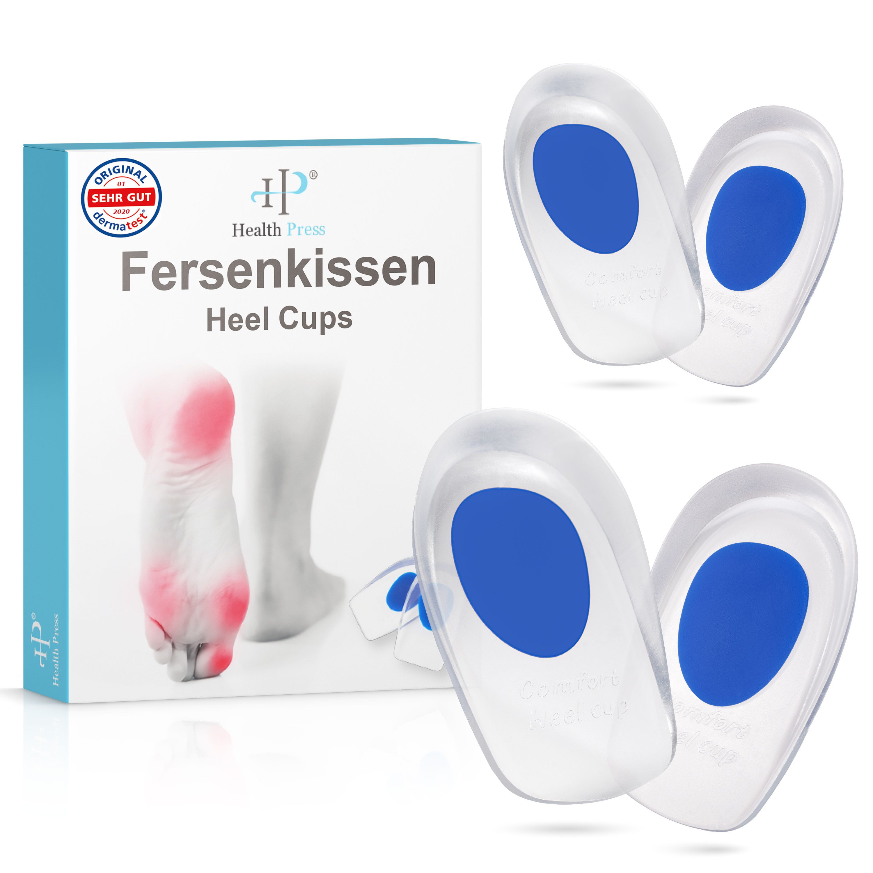 Health Press Fersenkissen Gel Einlegesohlen für Schuhe Dermatologisch getestet, empfohlen bei Fersensporn