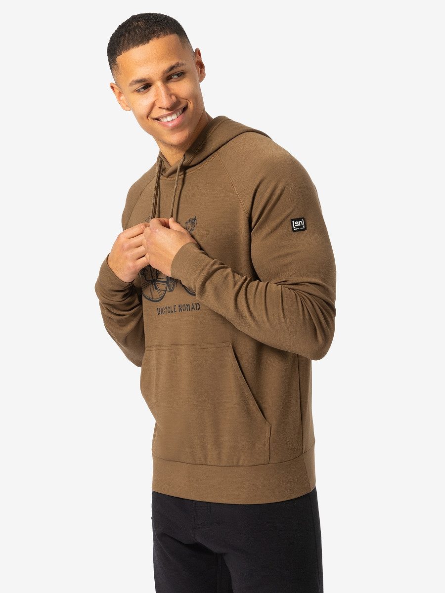 SUPER.NATURAL Hoodie für Herren, Merino FAV BICYCLE HOODIE Bike Motivation Motiv, atmungsaktiv