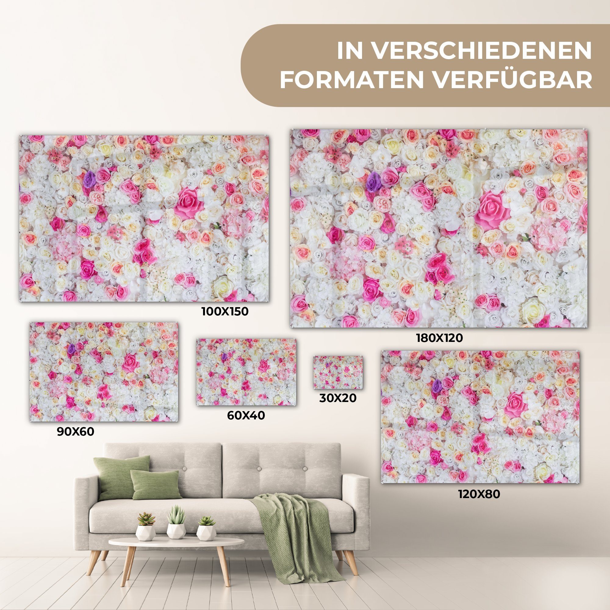 MuchoWow Acrylglasbild Wohnzimmer & Rosen Schlafzimmer (1 Acrylglasbilder - St), - Blume Farben