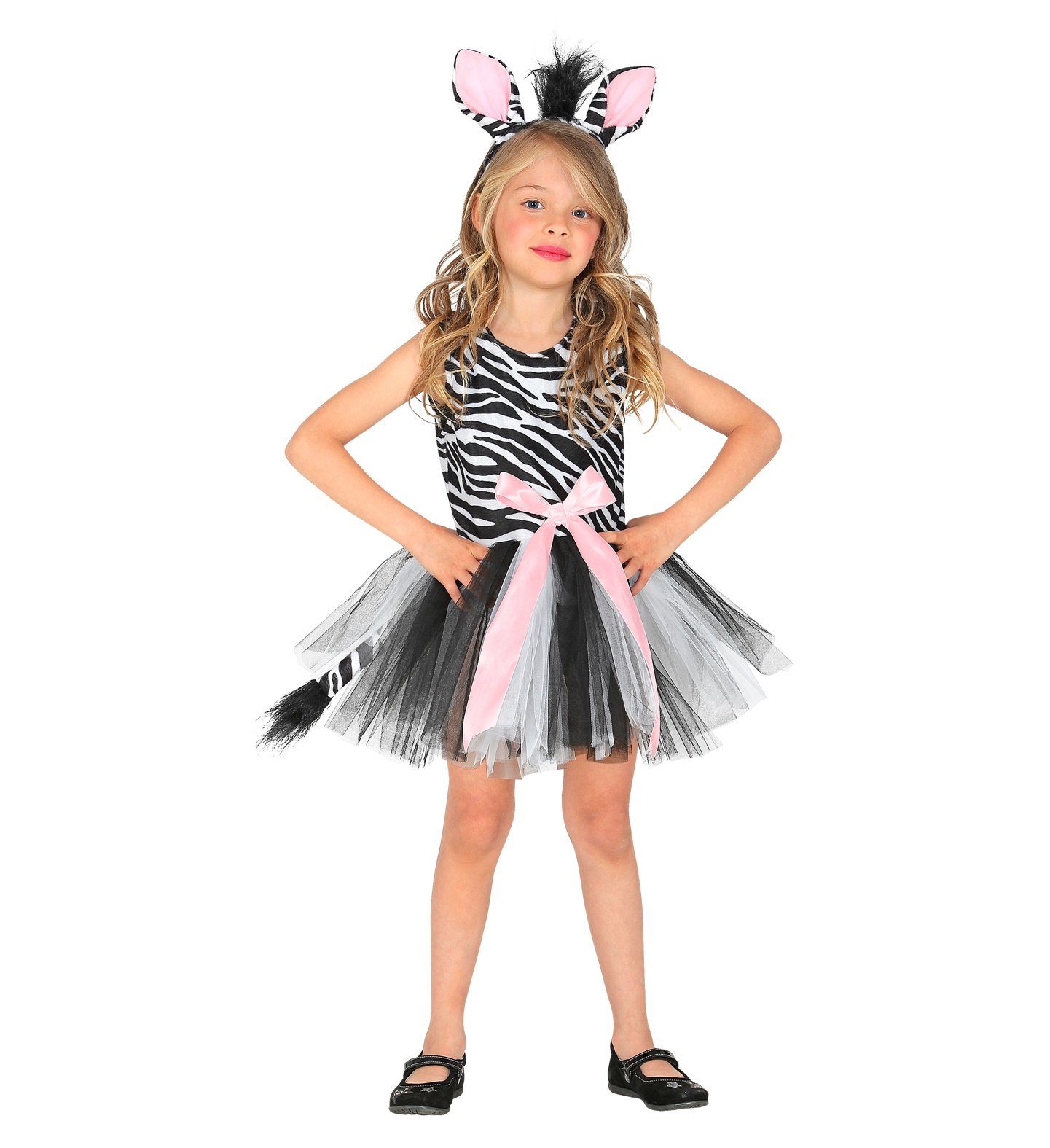 Widmann S.r.l. Kostüm Zebra Kinderkostüm für Mädchen - Kleid und Haarrei