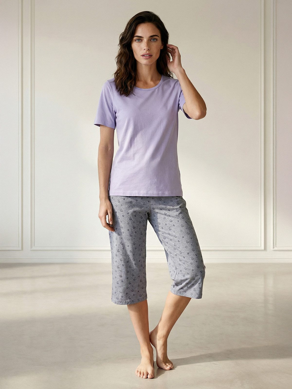 zeitlos Shorty Schmetterling Capri-Set Schlafanzug
