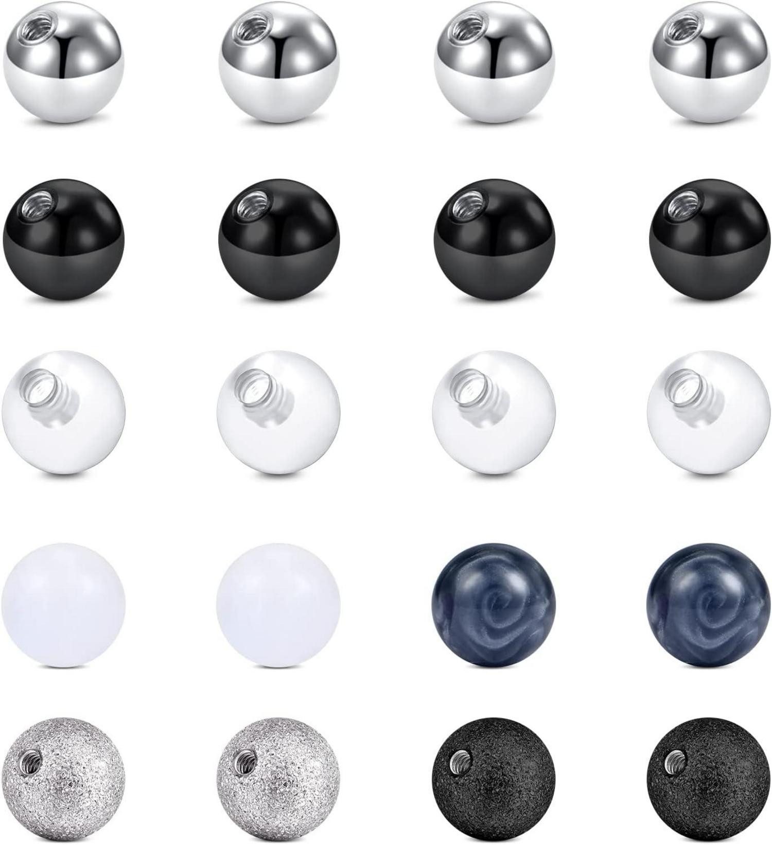 Piercing-Set Piercing Kugel Set 5mm Chirurgenstahl 1.6mm Gewinde Schraubkugel