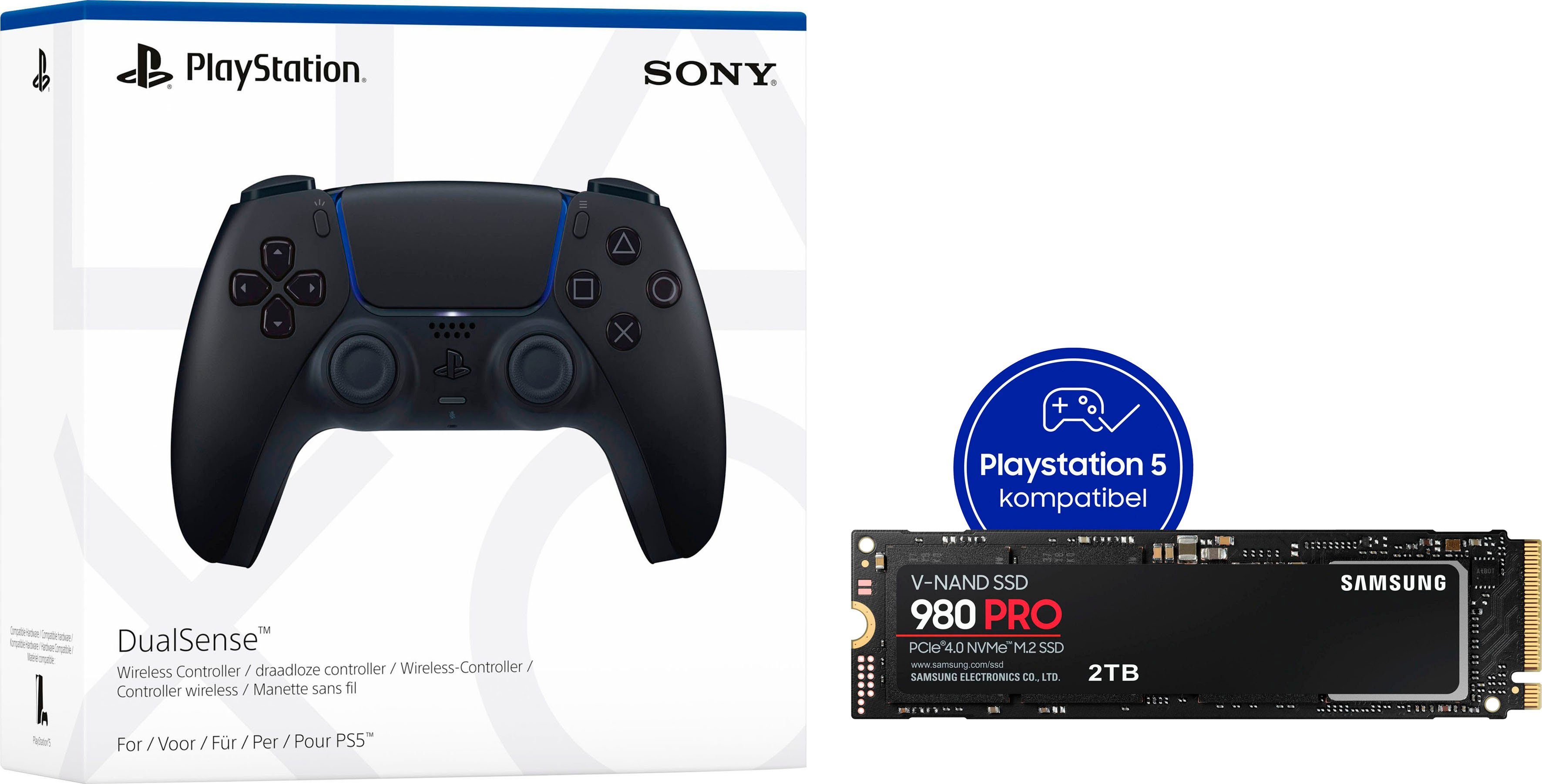 Product Image Samsung 980 Pro SSD 2 TB + PS5 DualSense Controller Midnight Black