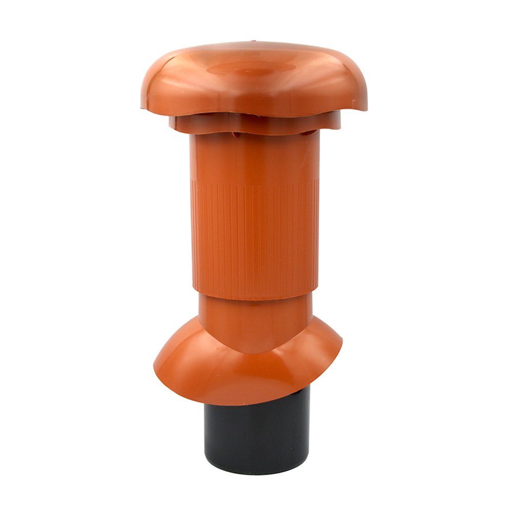 Klöber Dachdurchführung Be-/Entlüfterrohr Rot lang DN 125 für Steildächer mit Wetterkappe, PVC
