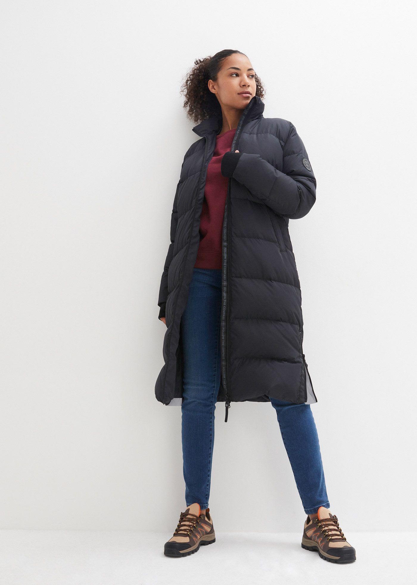 bonprix Steppmantel abnehmbare Kapuze + Tragegurt, Reflektor-Einsätze an Seitenschnitzen