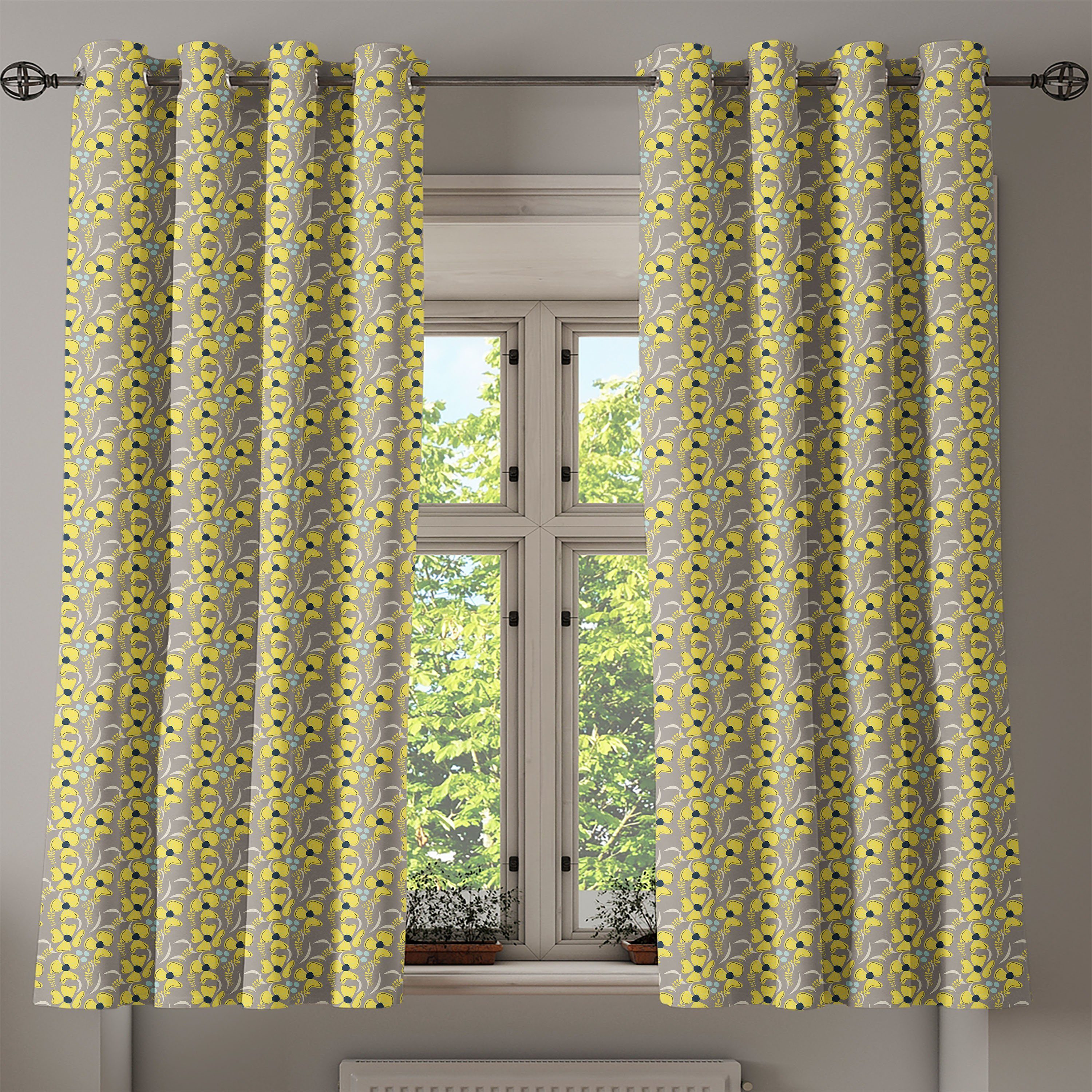 Gardine Dekorative 2-Panel-Fenstervorhänge für Schlafzimmer Frühling Wiese Wohnzimmer, Garten Inspired Abakuhaus