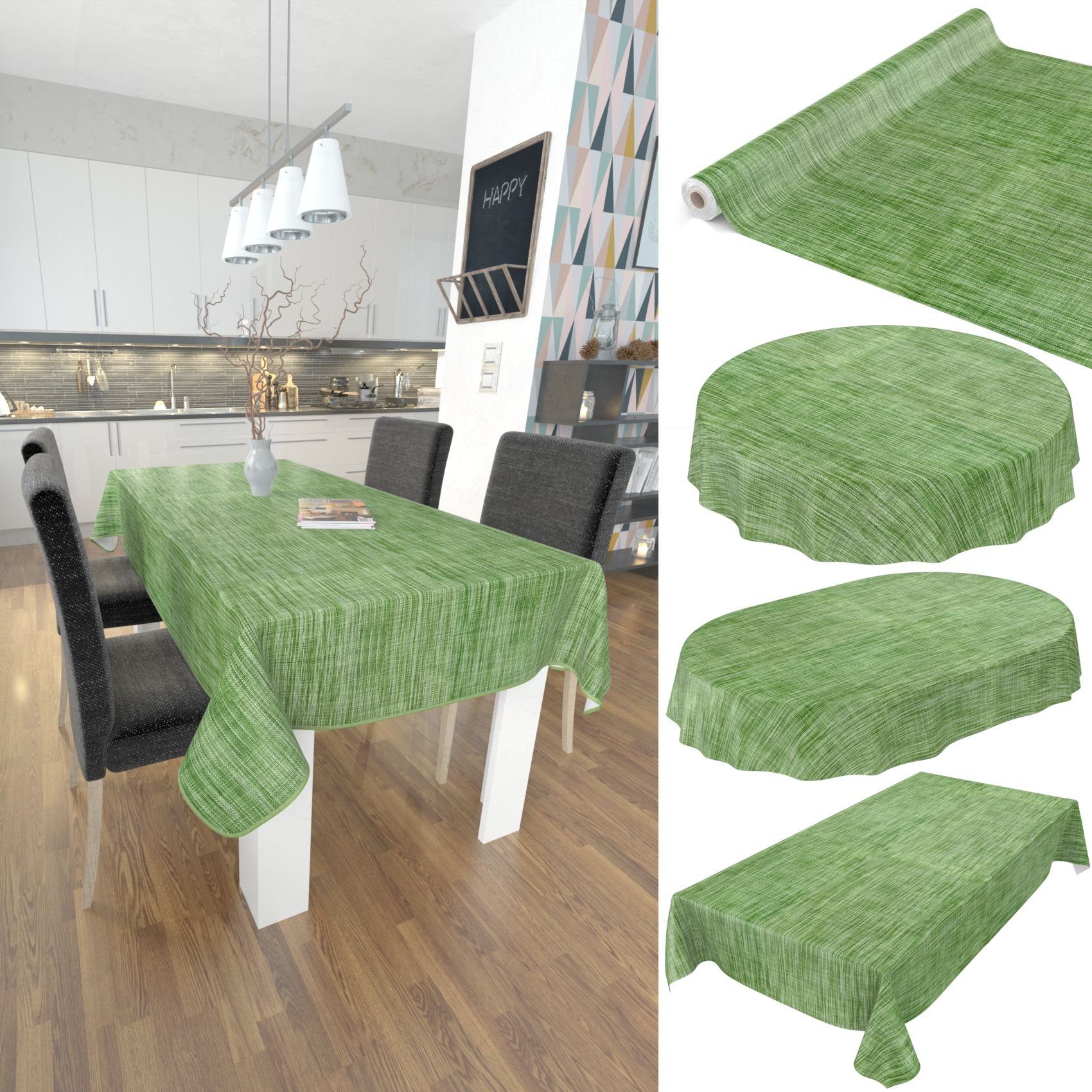 ANRO Tischdecke Robust Wachstuch 140, Glatt Grün Tischdecke Breite Einfarbig Wasserabweisend