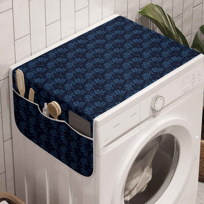 Abakuhaus Badorganizer Anti-Rutsch-Stoffabdeckung für Waschmaschine und Trockner, Blau Ozean inspirierte Blumen