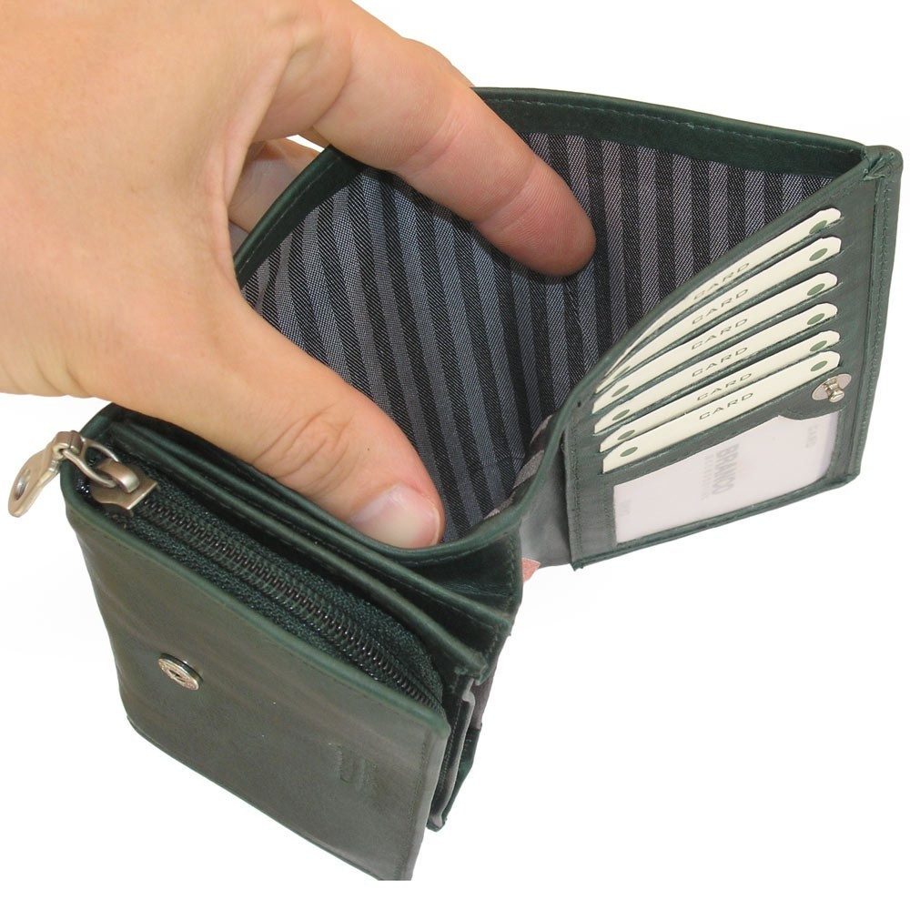 BRANCO Geldbörse Große Damen-Geldbörse / Portemonnaie, Leder, Jäger-Grün, Branco 265