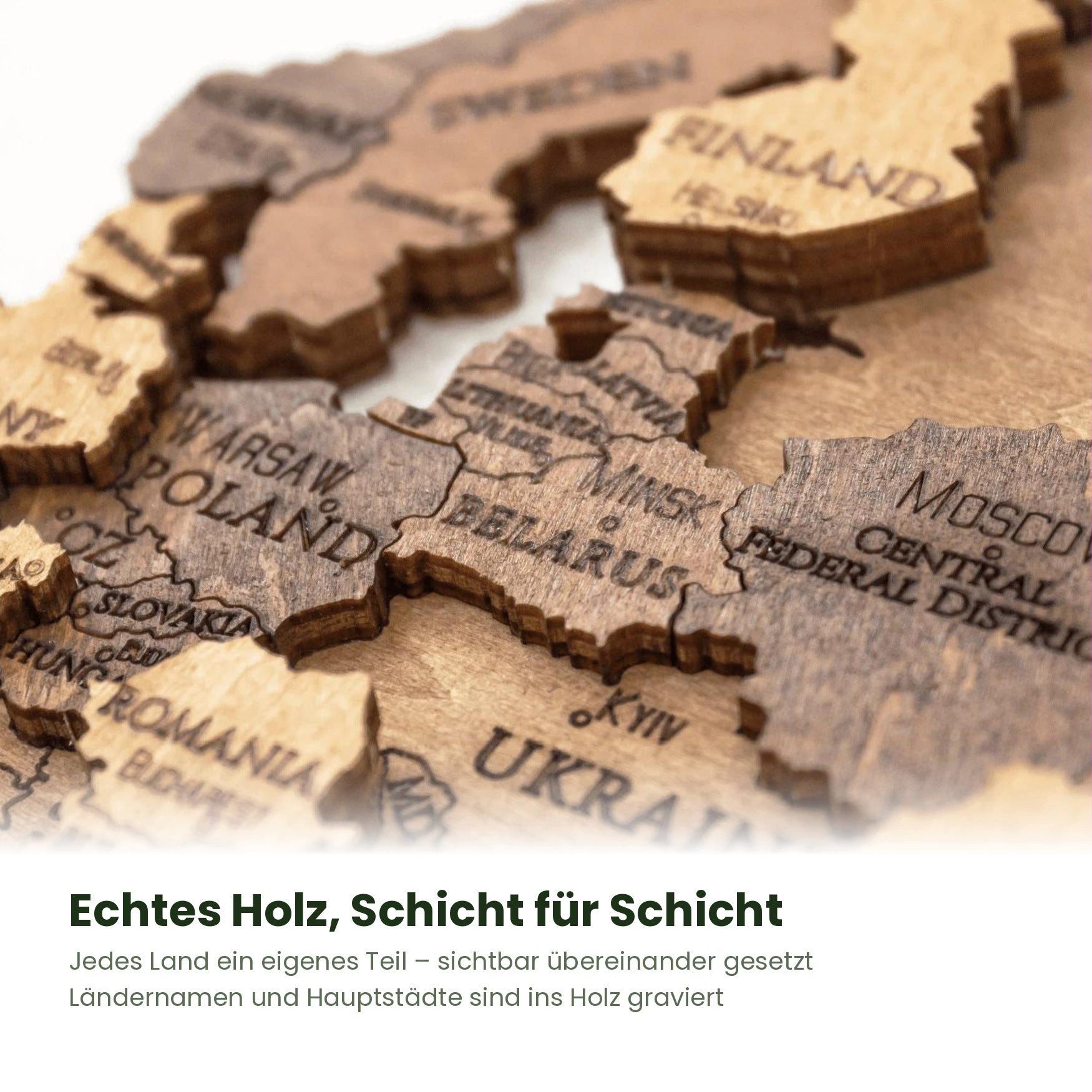 Eco Wood Art Wandbild Mehrfarbige Holz Weltkarten Wanddeko, Weltkarte