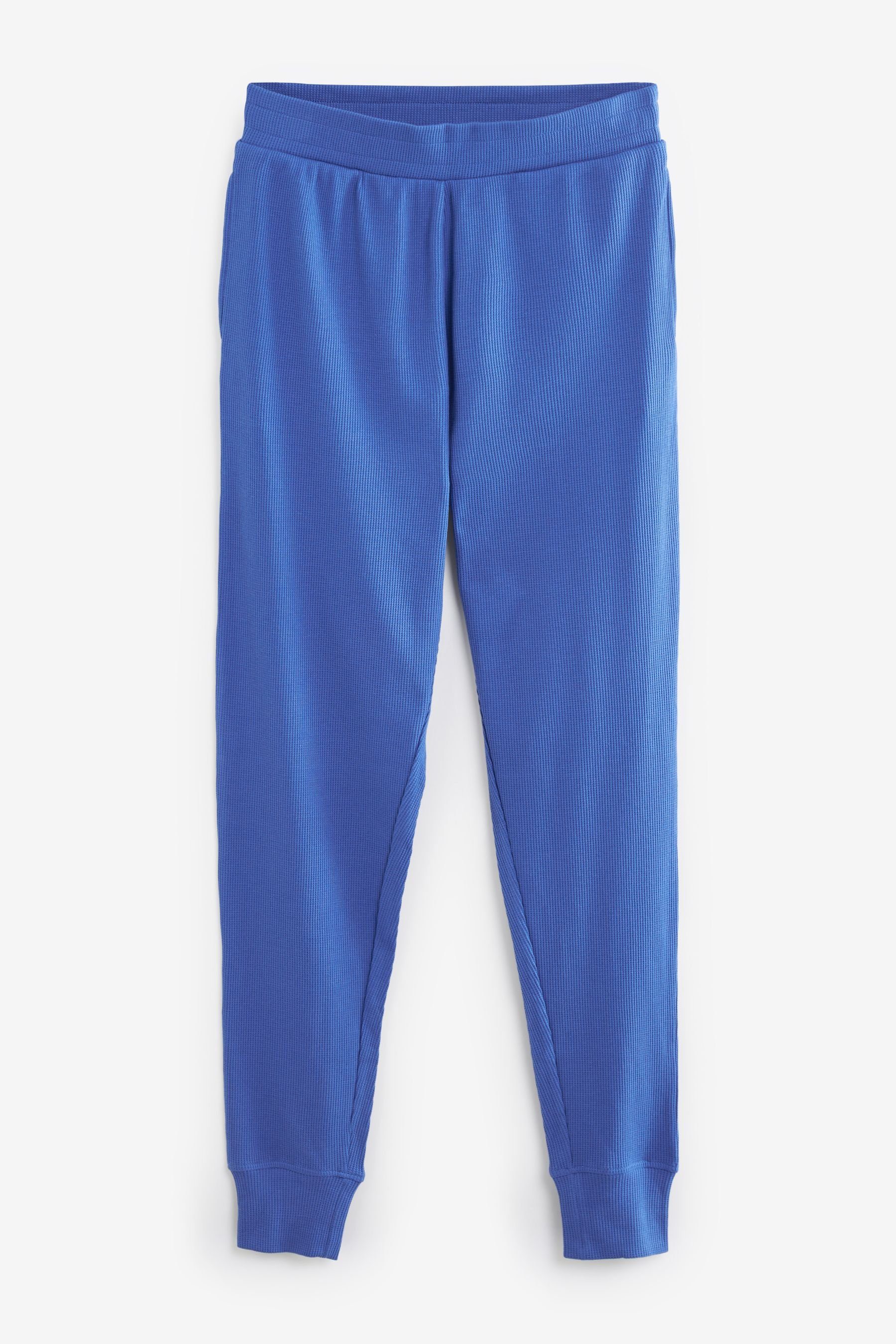 mit tlg) Pyjama Baumwollmix Waffelstruktur Schlafanzug Blue Cobalt aus (2 Next