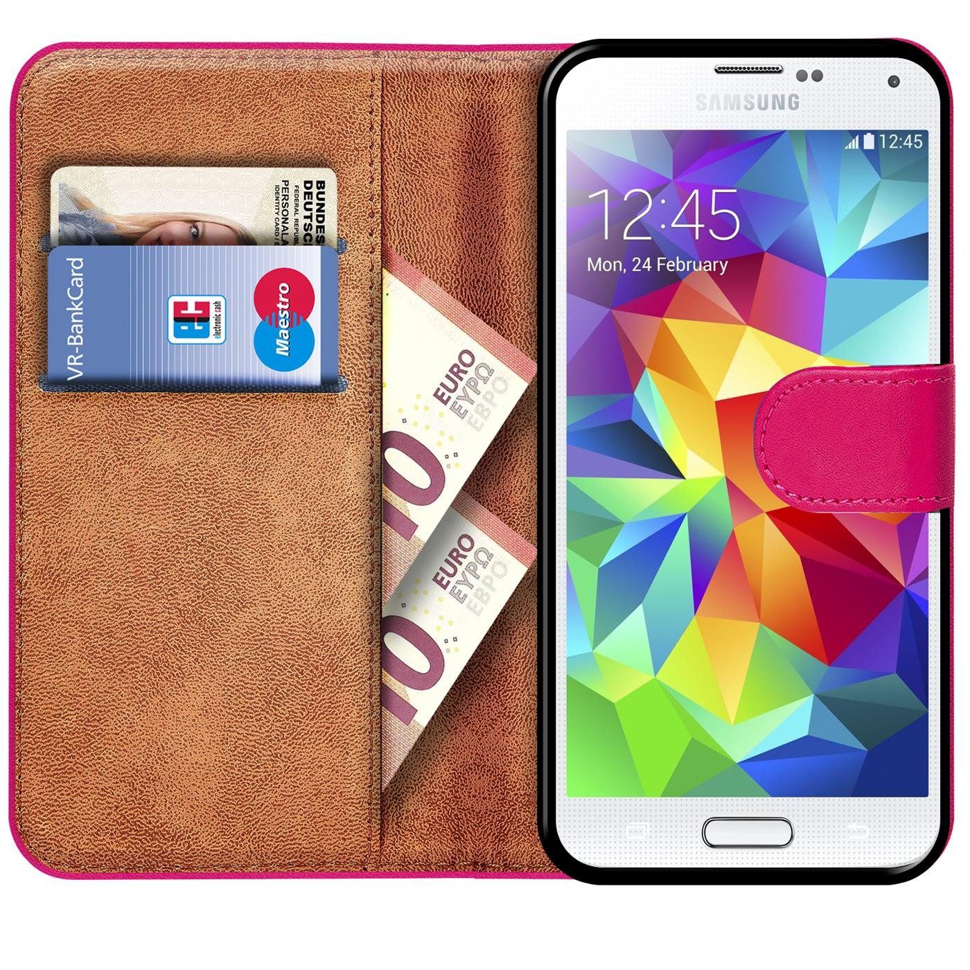 CoolGadget Handyhülle Wallet Klapp Tasche Book Case für Samsung Galaxy S5 Mini 4,5 Zoll, Hülle Klapphülle Flip Cover Etui Schutzhülle
